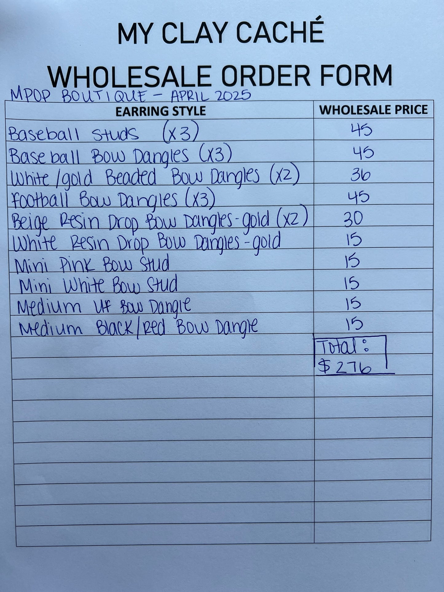 Wholesale Order for Molly Pops