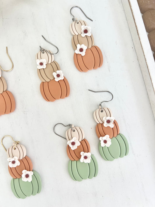 Floral Stacked Pumpkins