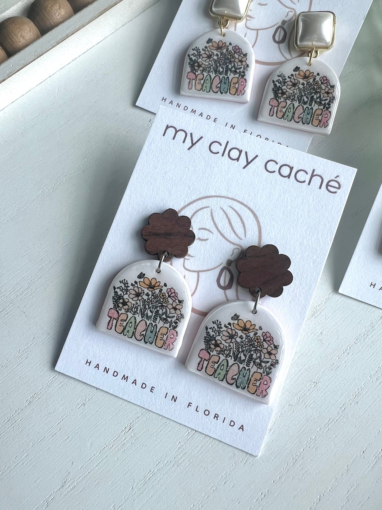 Floral “Teacher” Dangles