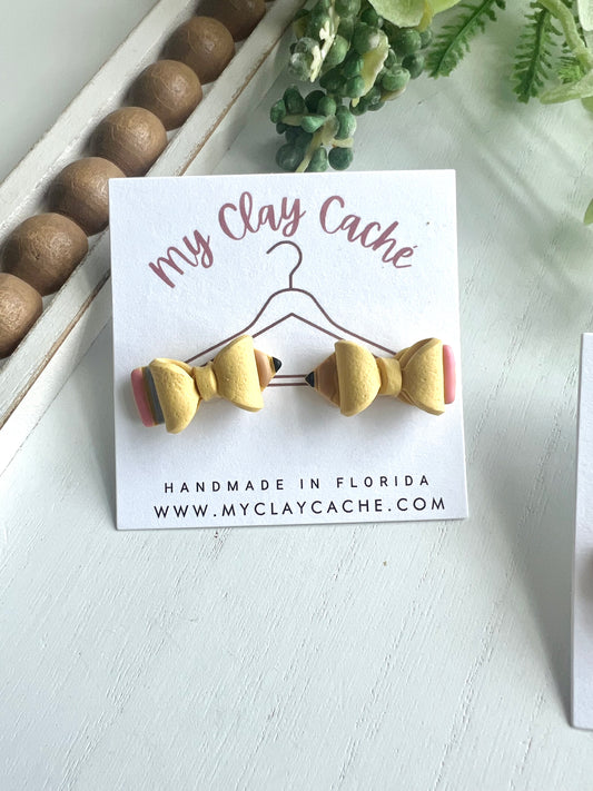 3-D Pencil Bow Statement Studs