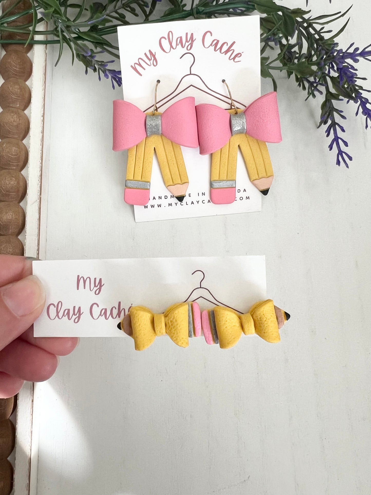Teacher Pencil Bow Earrings
