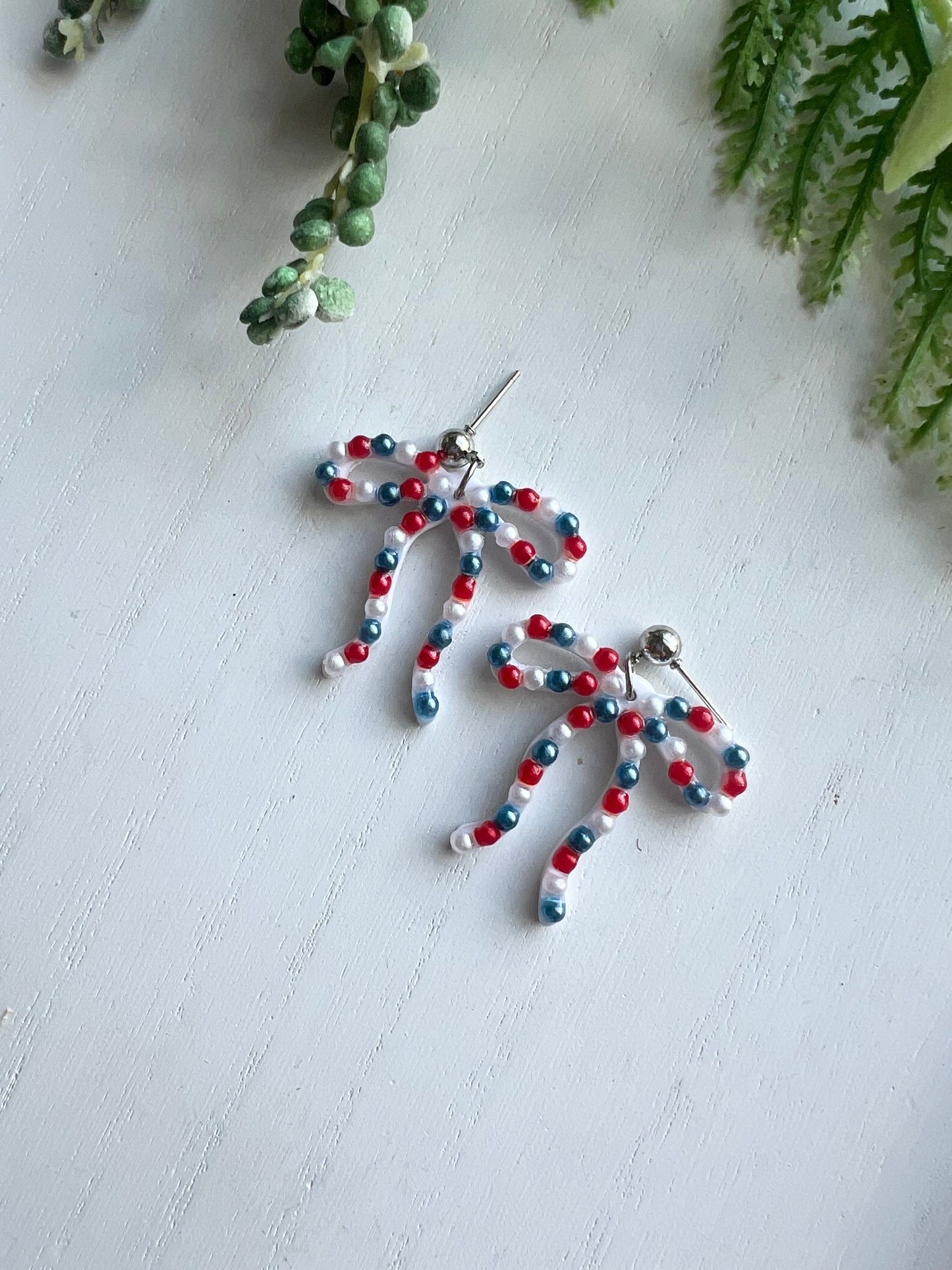 Red White & Blue Beaded Bows