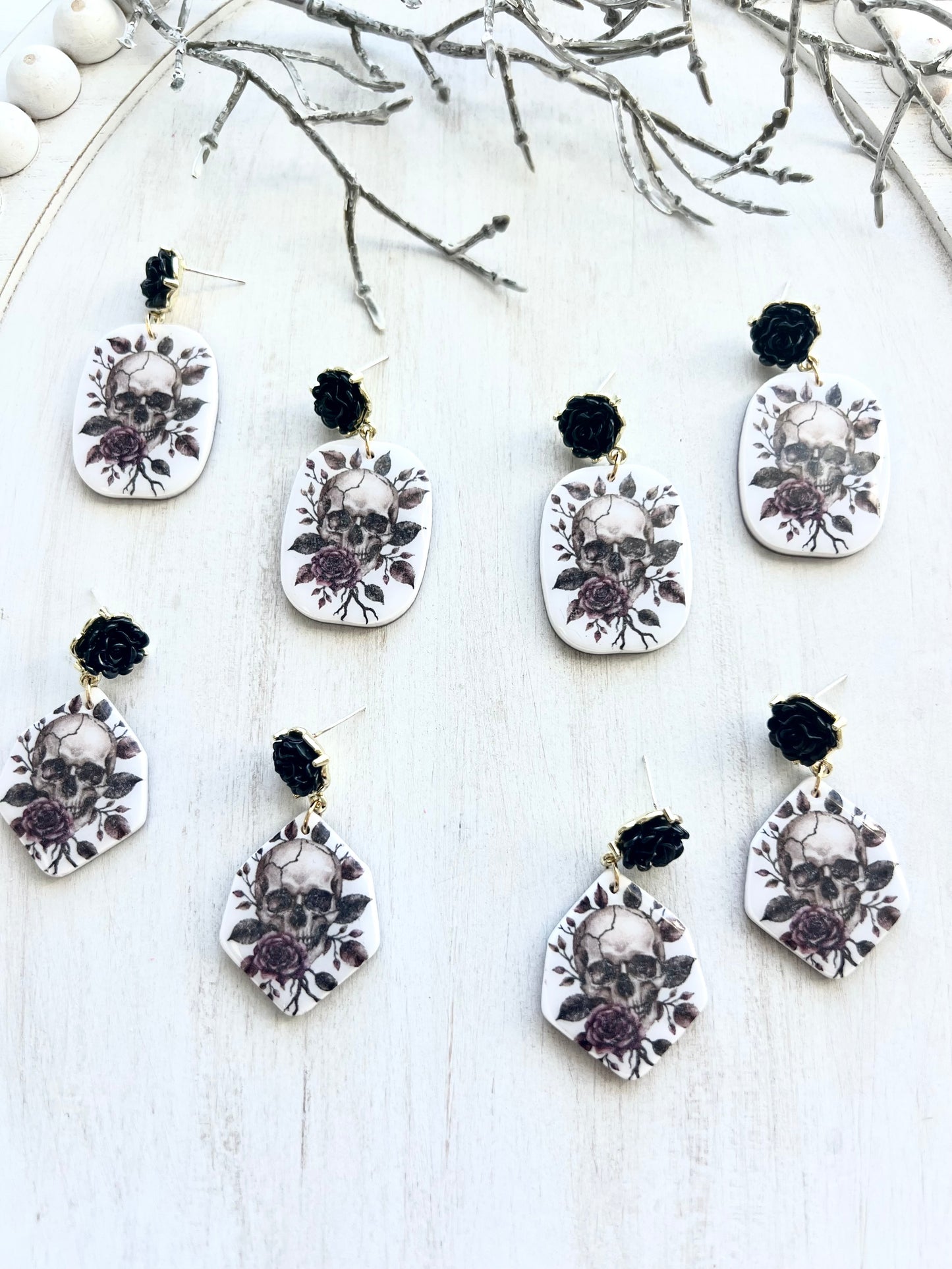 Rose Skull Dangles (various styles)