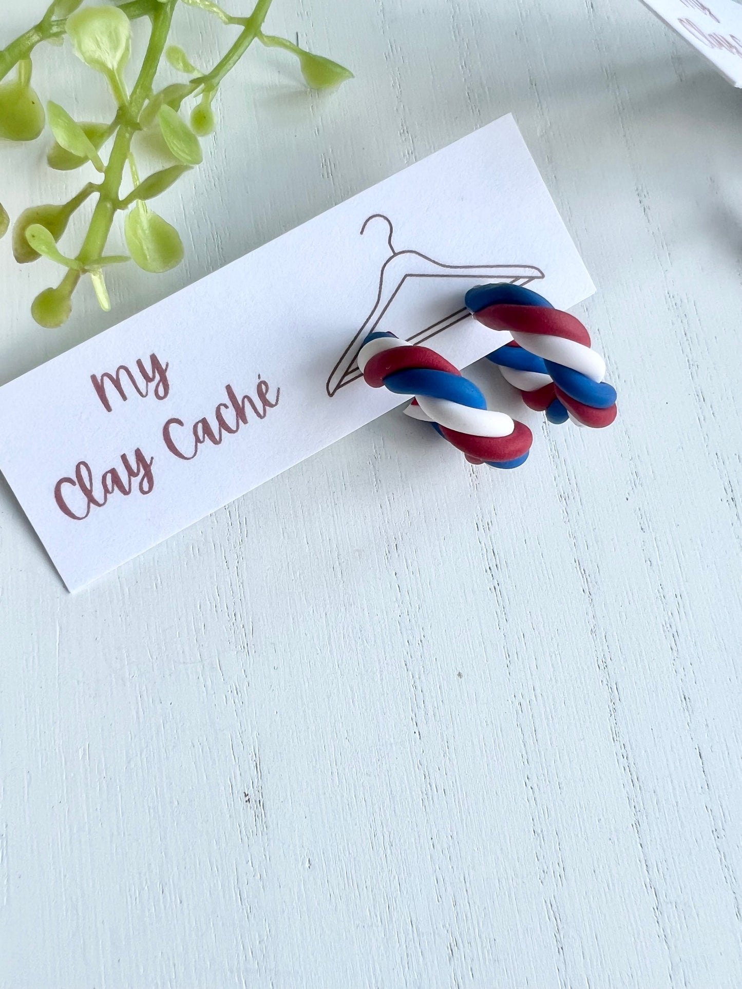 SALE! Red White and Blue Twist Hoops