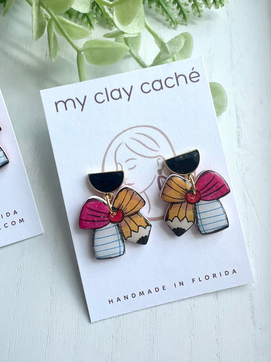 Paper/Pencil Bow Dangles