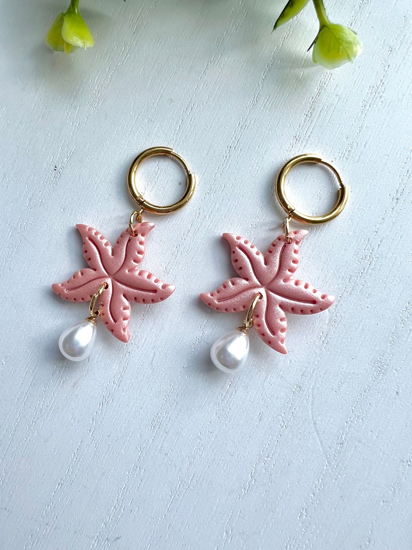 Starfish Pearl Hoops