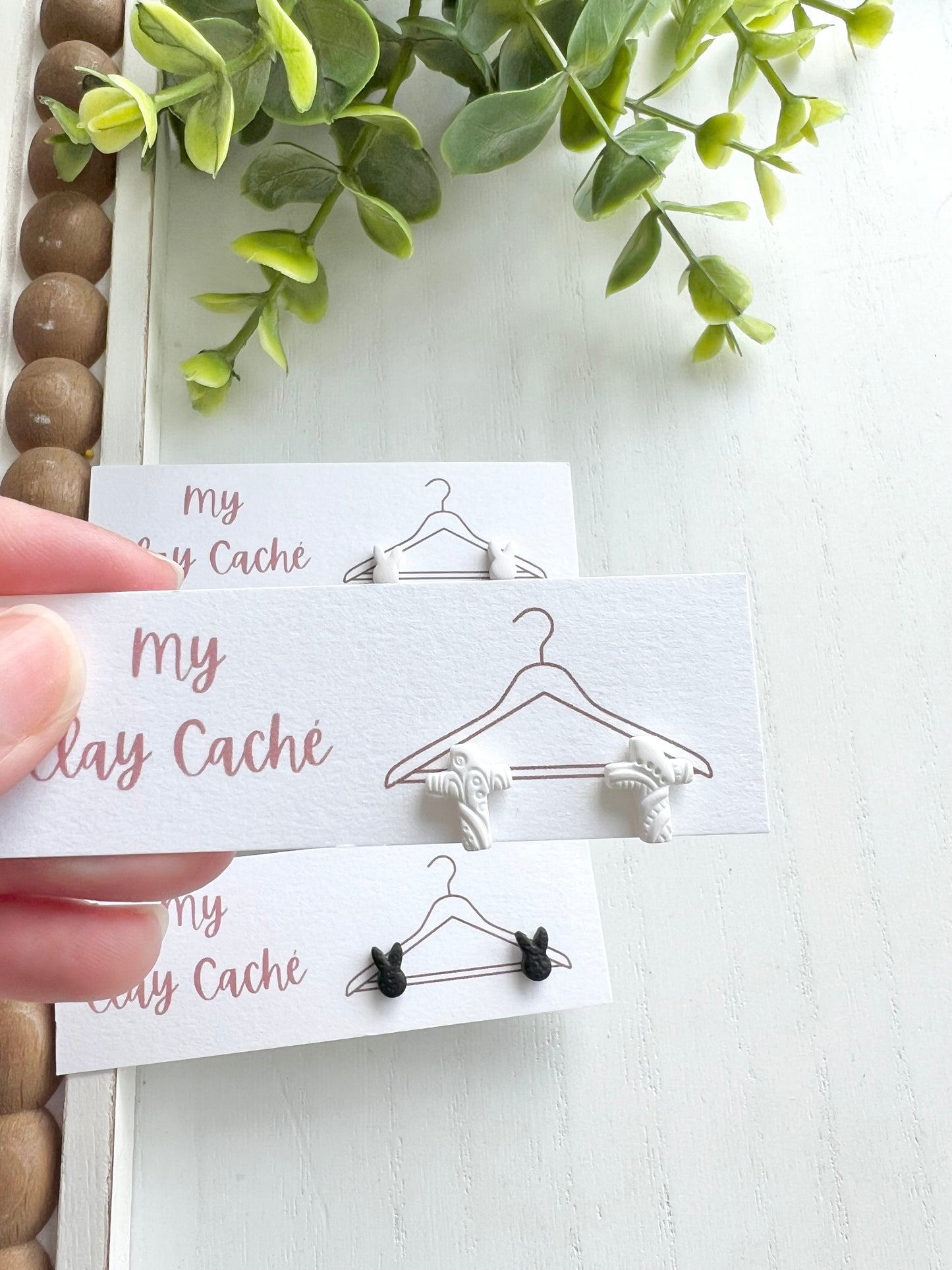 Mini Bunny and Cross Studs