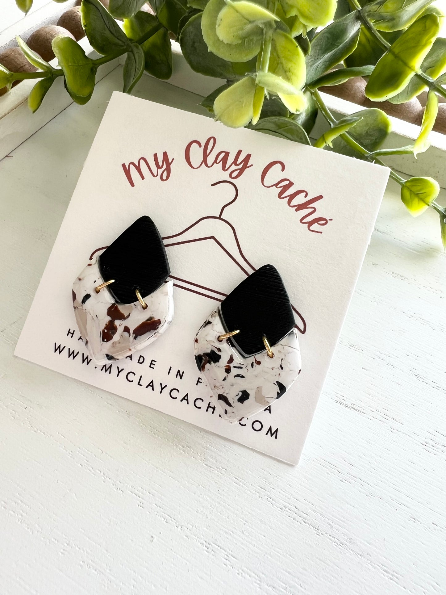 Moody Black Top Diamond Statement Studs