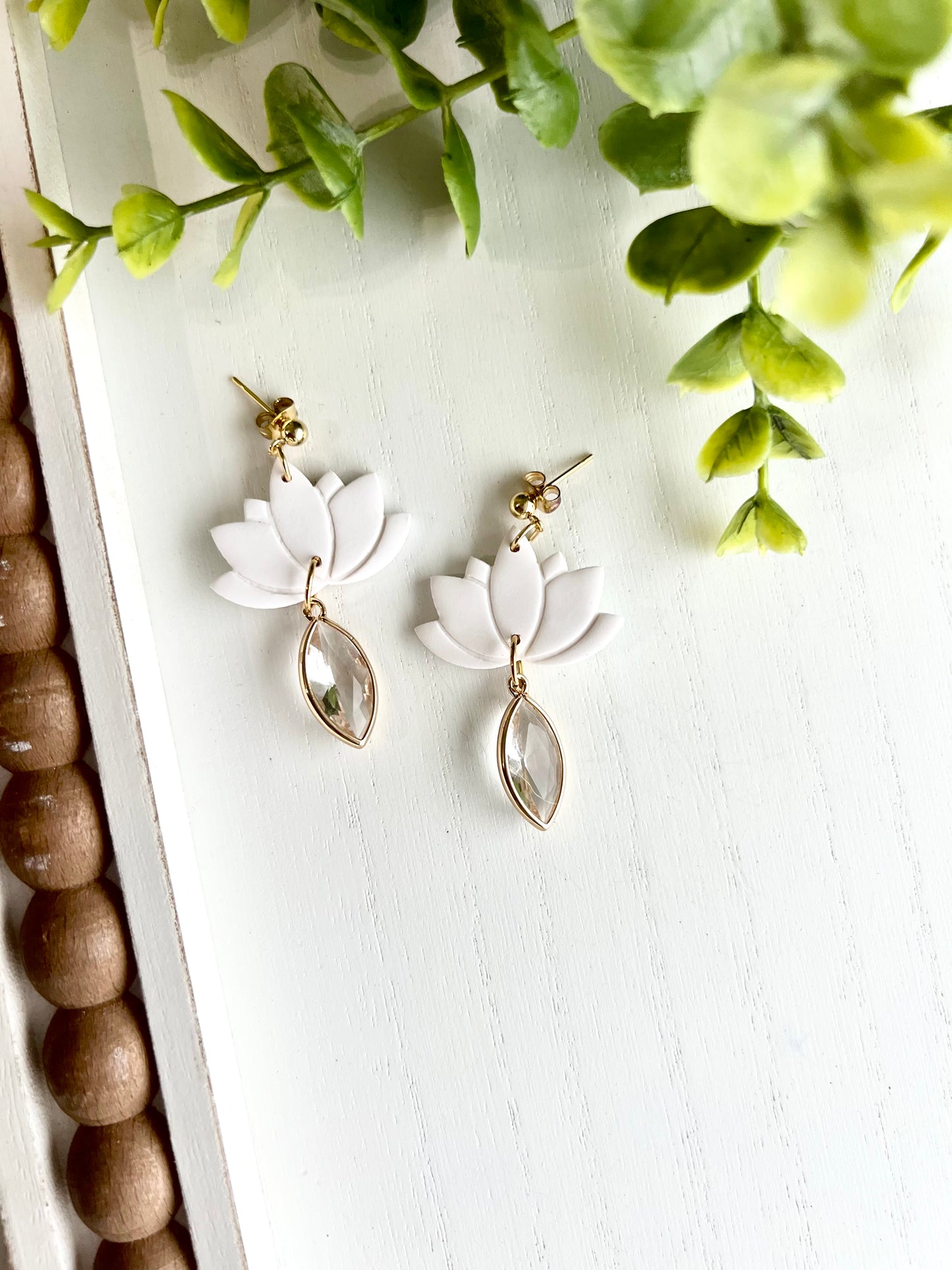 White Lotus Crystal Dangles