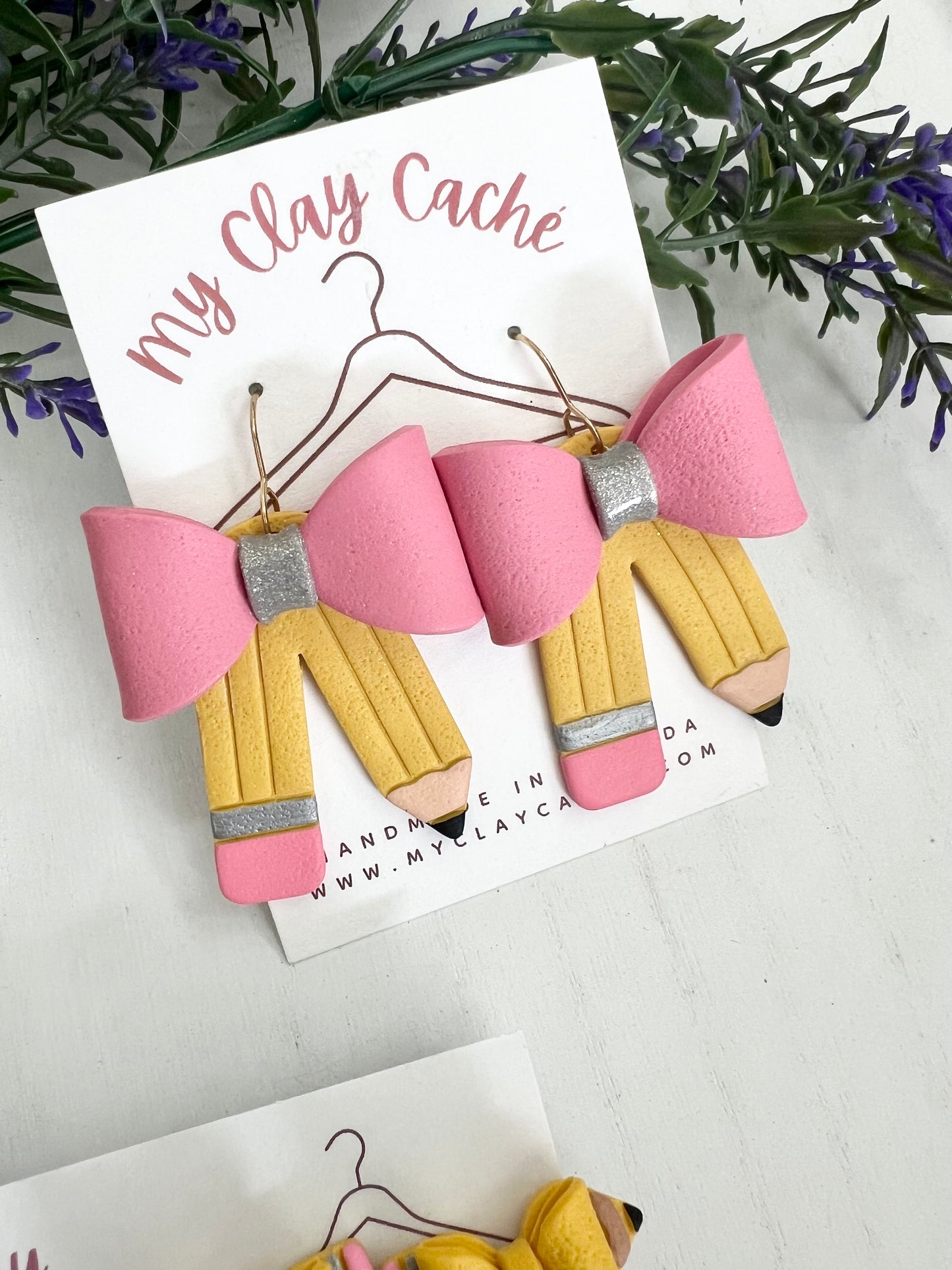 Teacher Pencil Bow Earrings