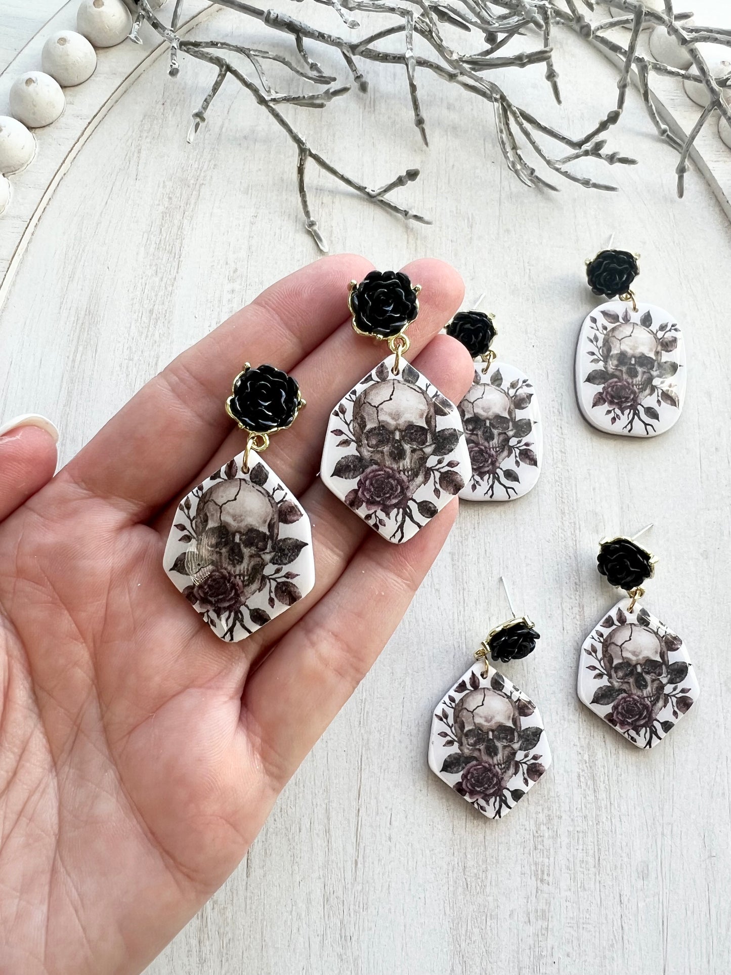 Rose Skull Dangles (various styles)
