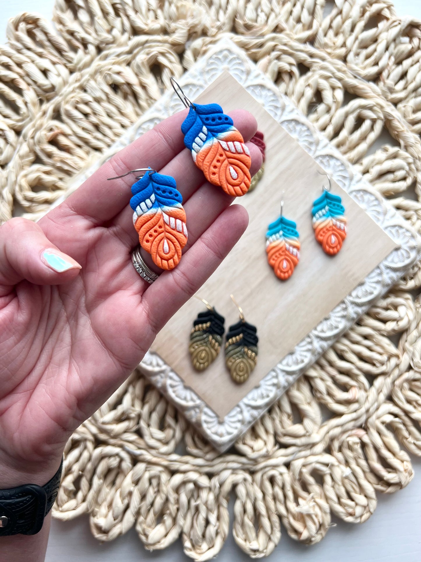 Team Spirit Feather Dangles-Custom Team Colors Available