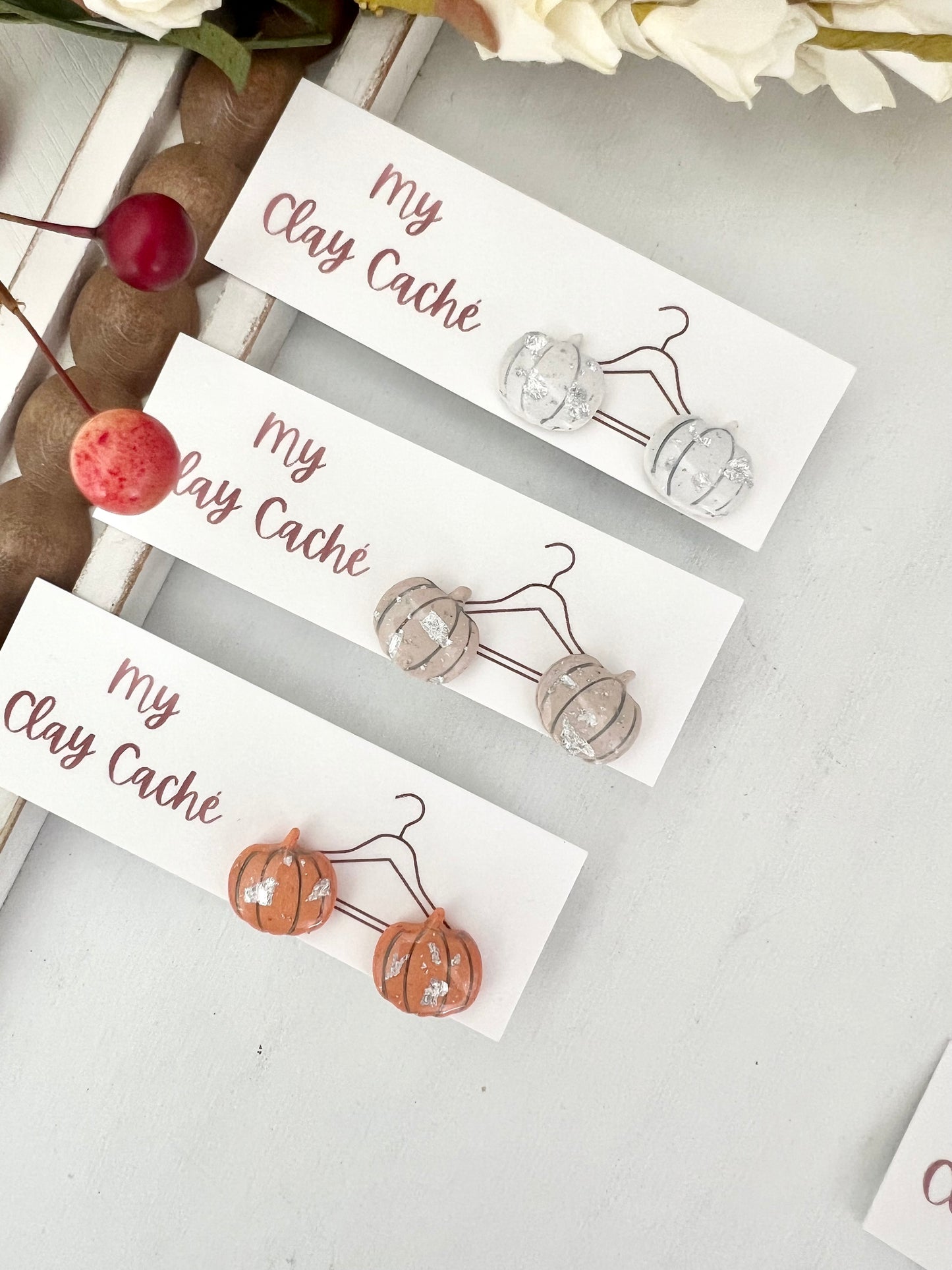 Silver Flake Pumpkin Studs