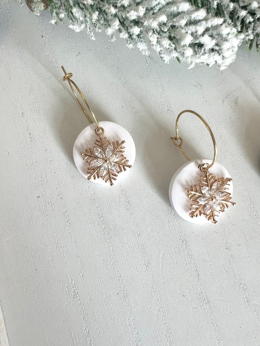 Snowflake Charm Hoops