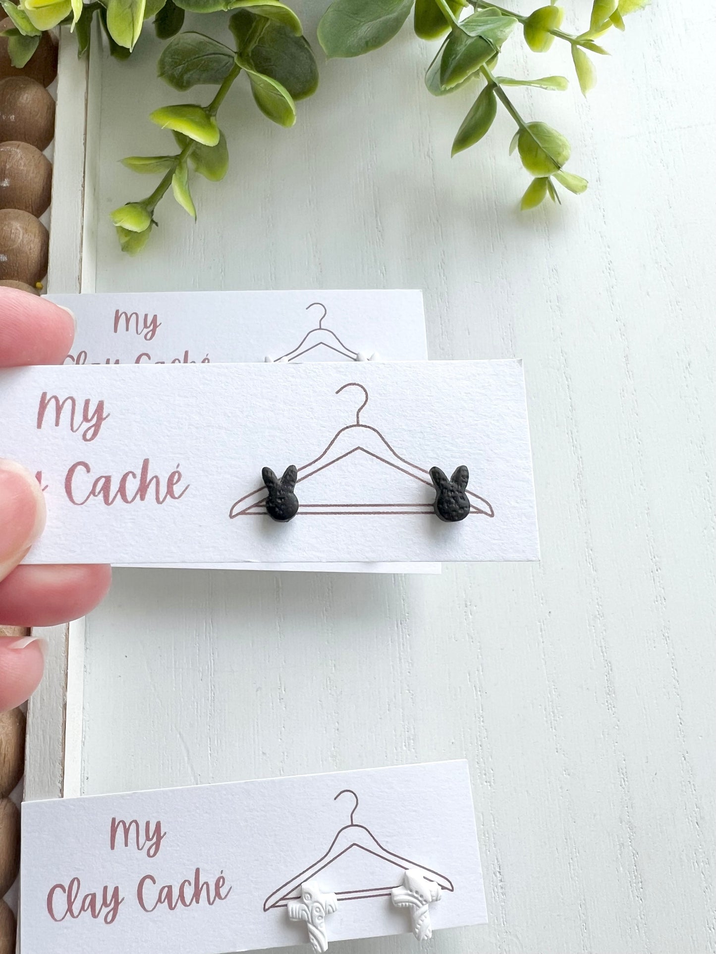 Mini Bunny and Cross Studs