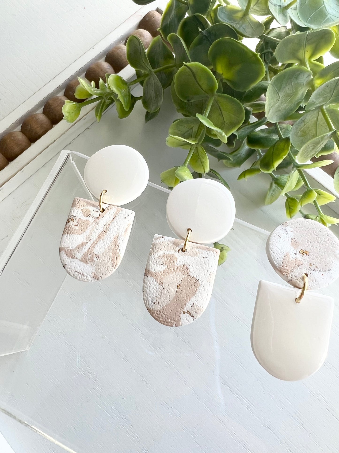 White and Neutral Marble Dangles