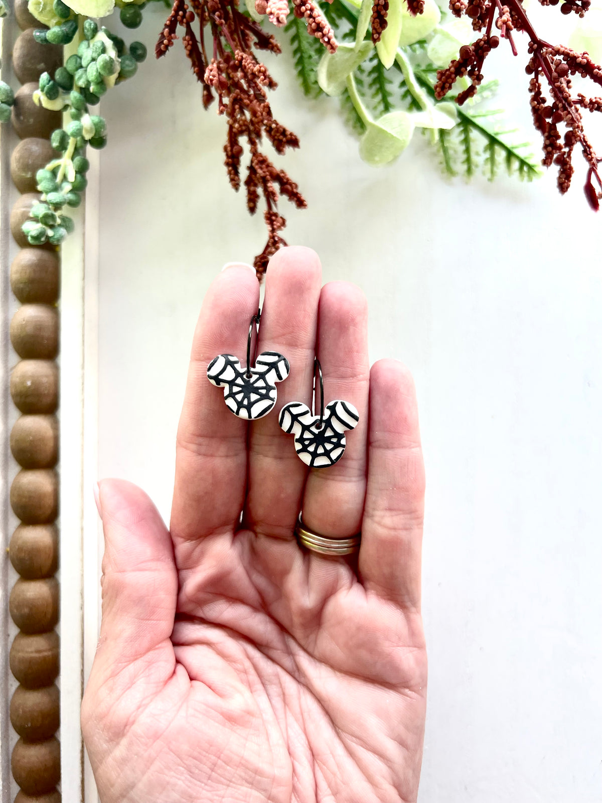 Dainty Mickey Spider Web Hoops
