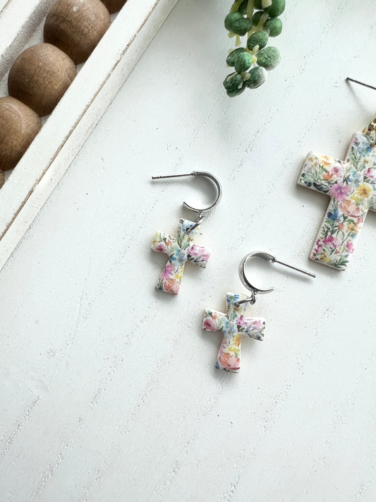 Wildflower Cross Earrings