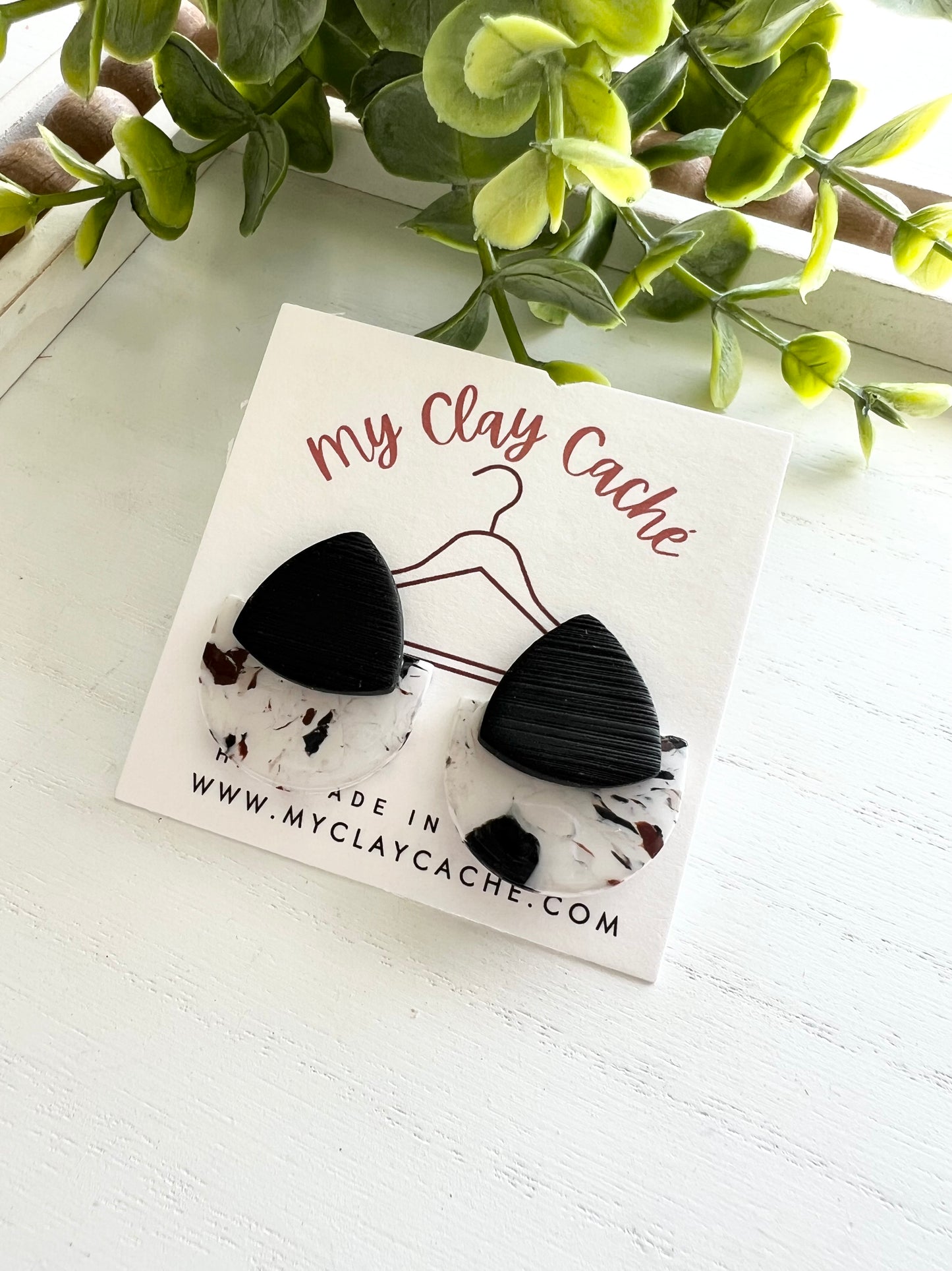 Moody Black Top Diamond Statement Studs