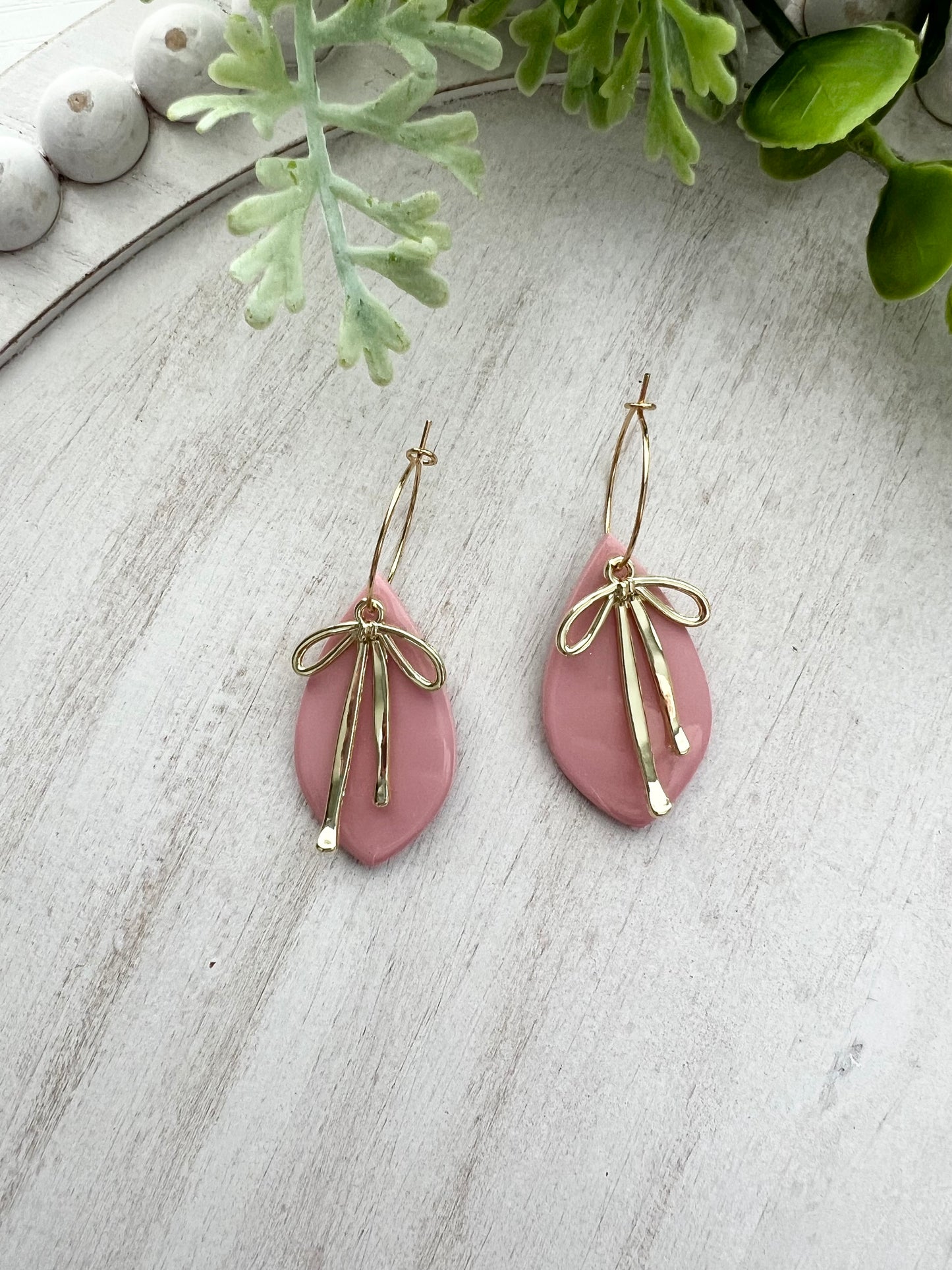 Resin Drop Bow Dangles