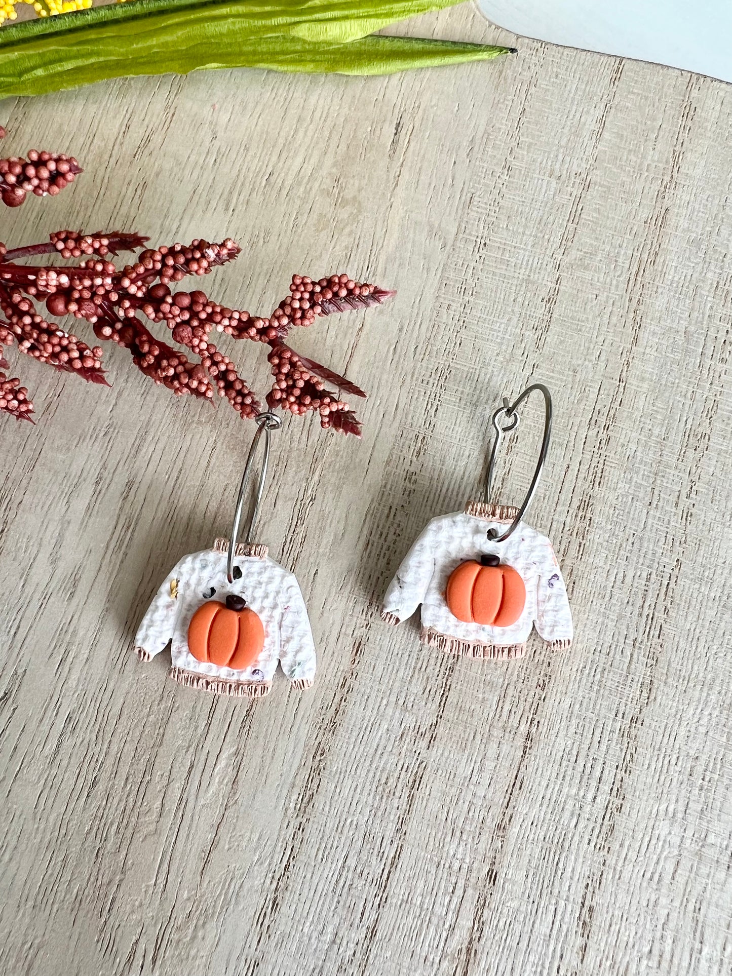 Pumpkin Sweater Hoops