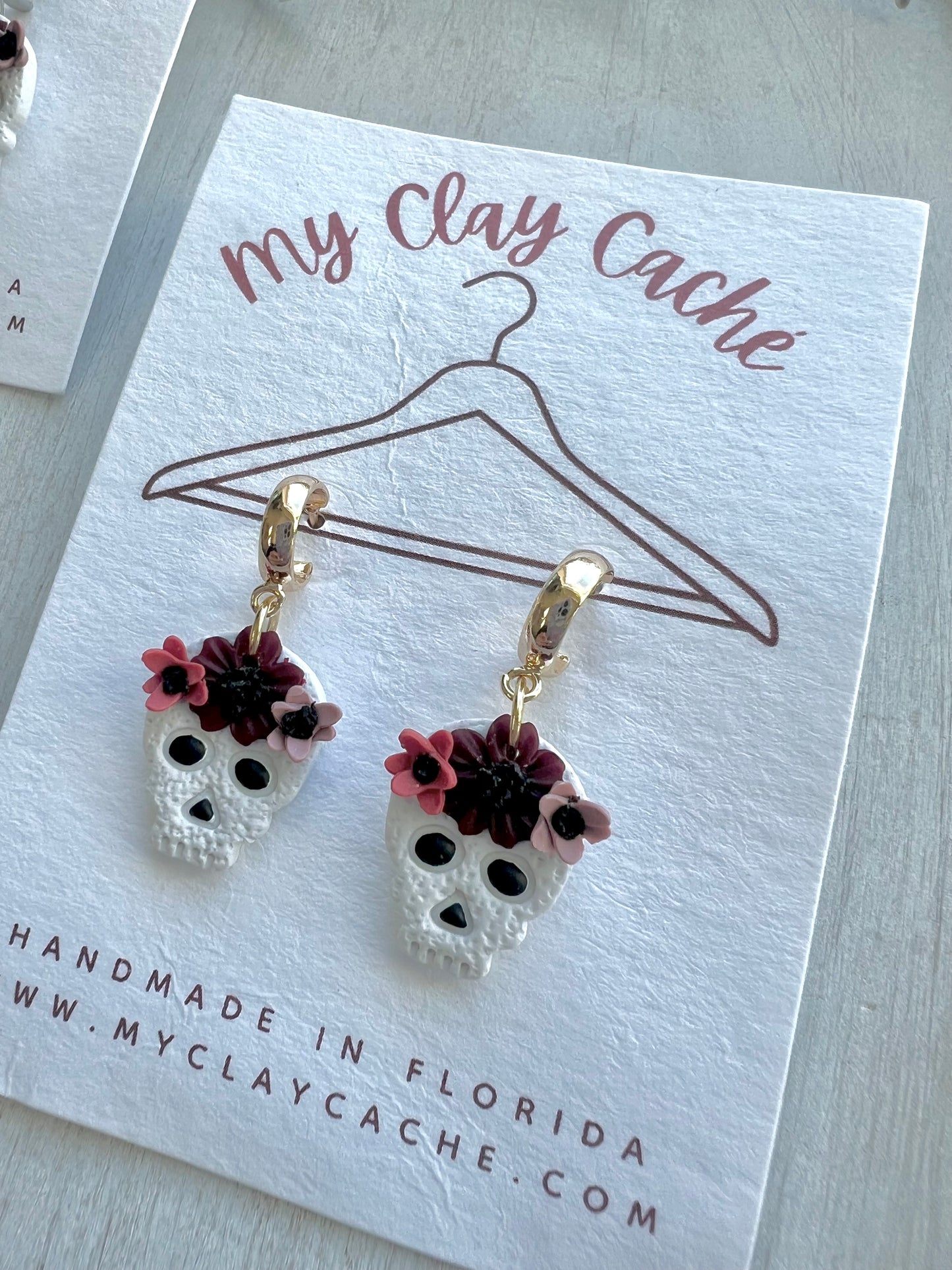 Dainty Flower Crown Skull Dangles