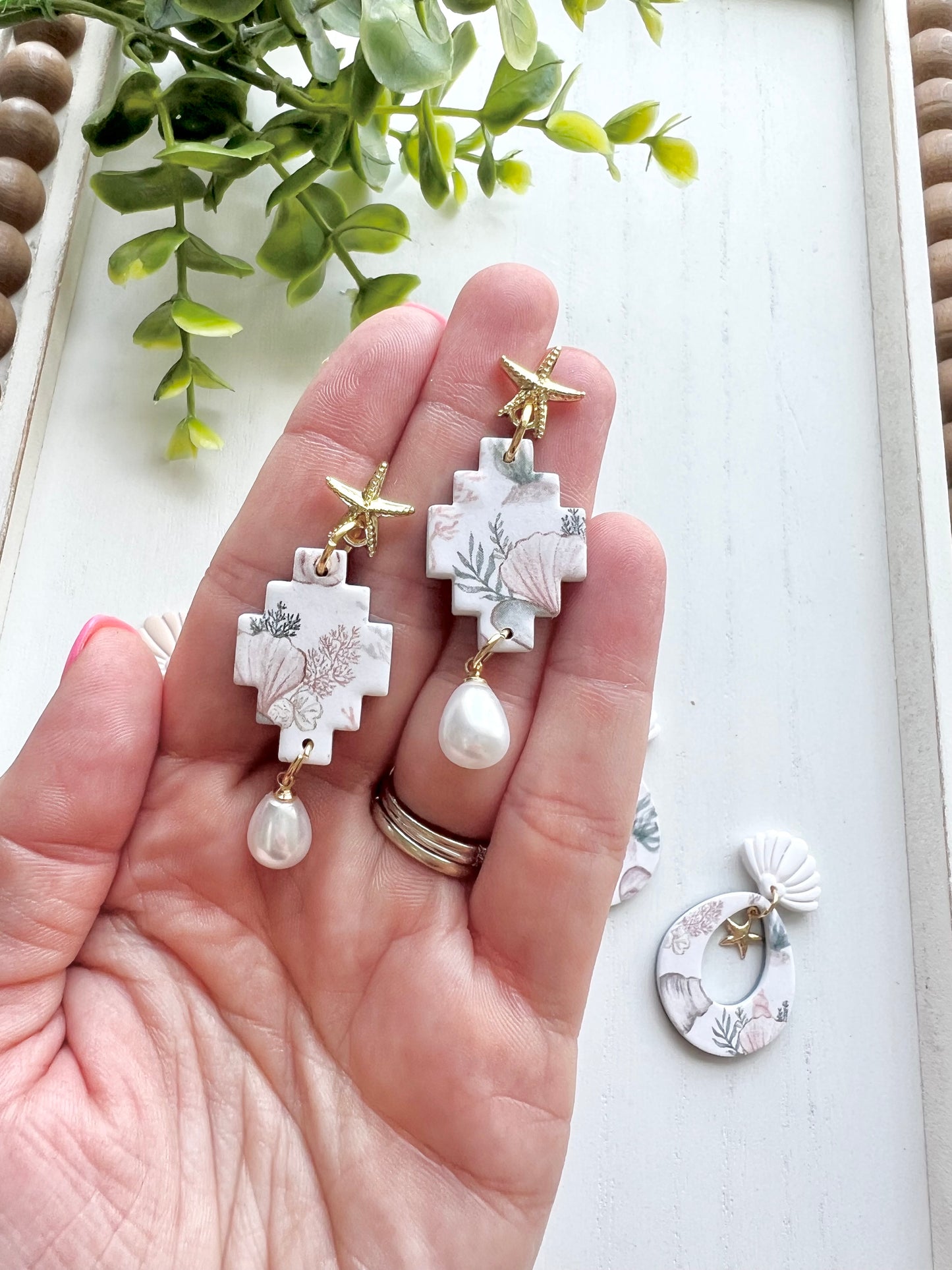 Coastal Print Dangles (various styles)