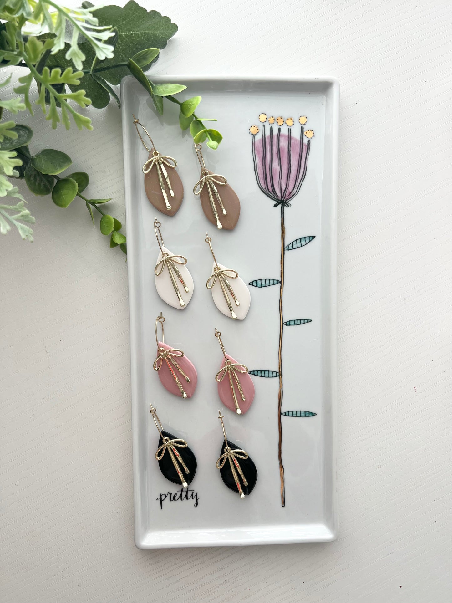Resin Drop Bow Dangles