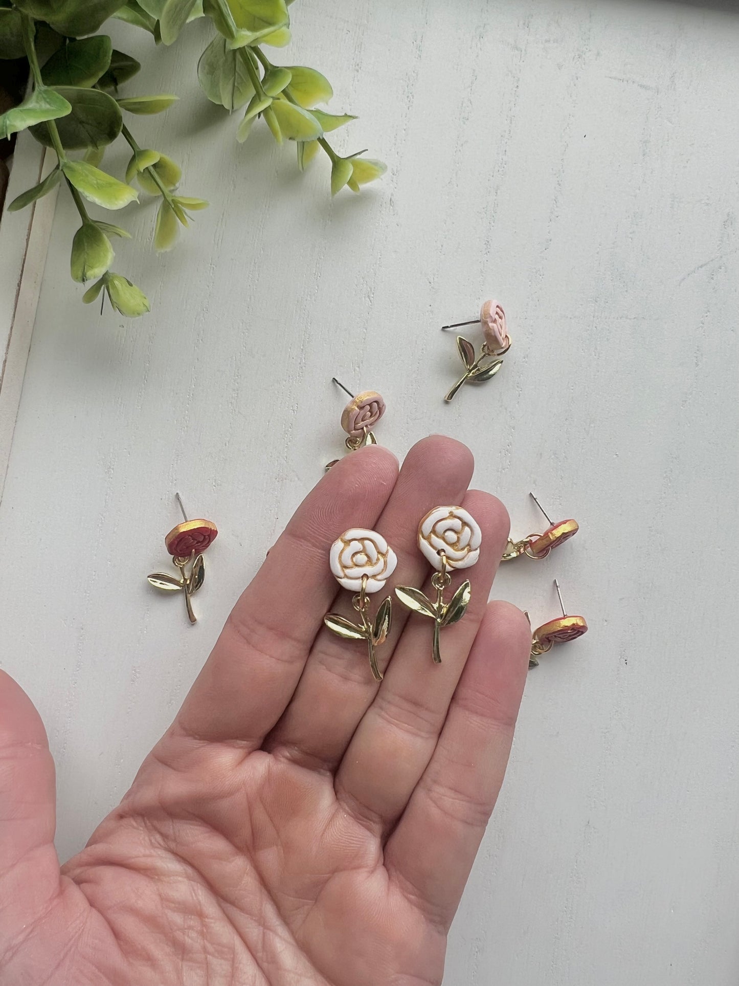 Dainty Rose Post Stem Dangles