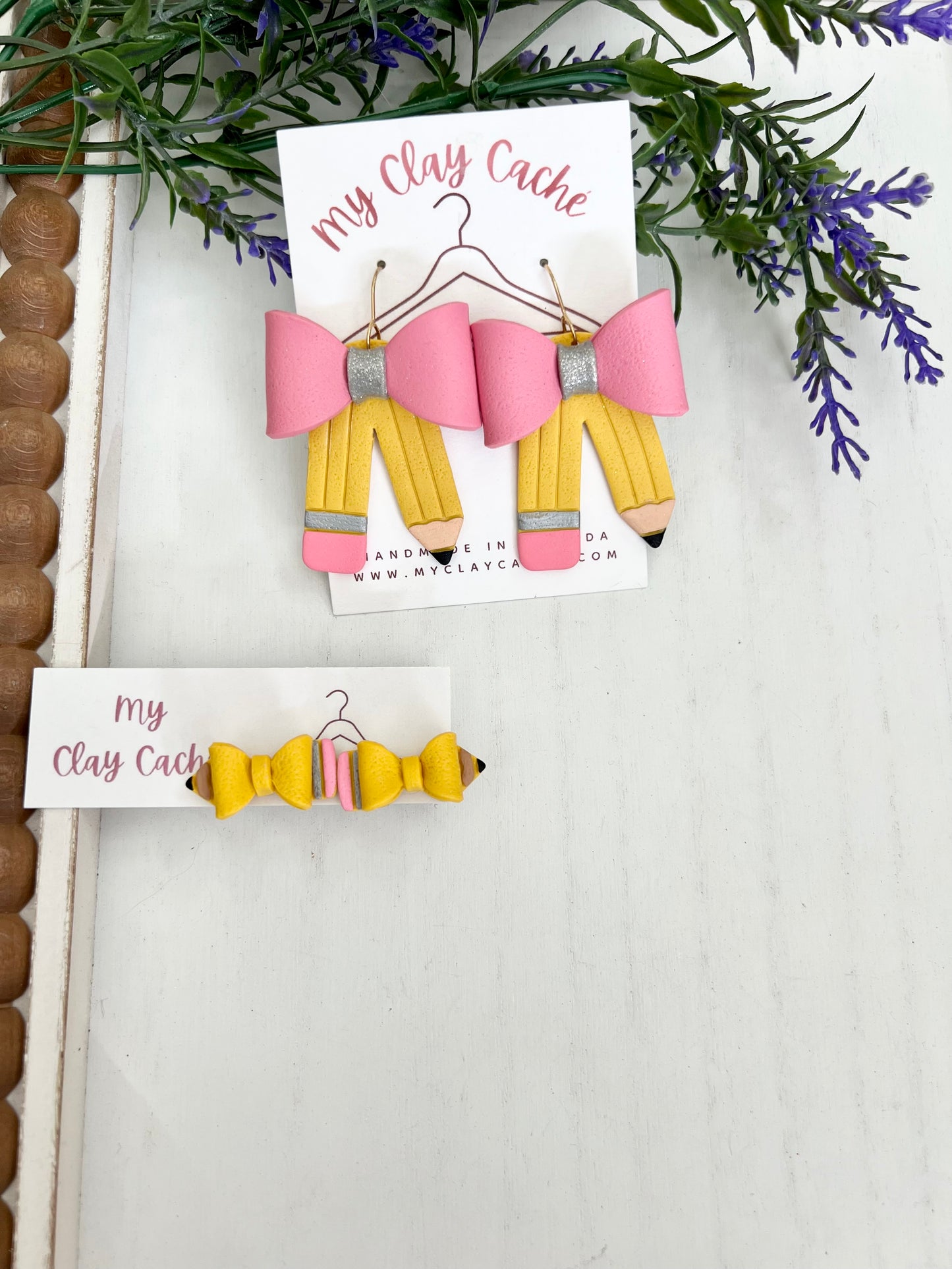 Teacher Pencil Bow Earrings