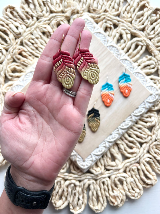 Team Spirit Feather Dangles-Custom Team Colors Available