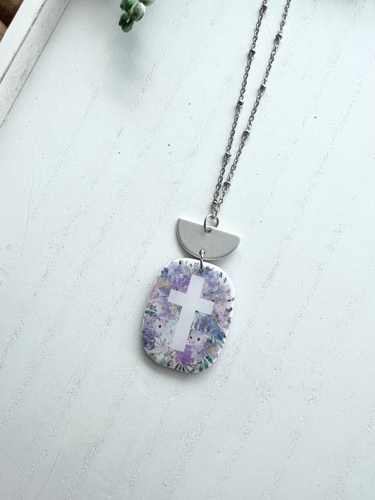 Purple Cross Necklace