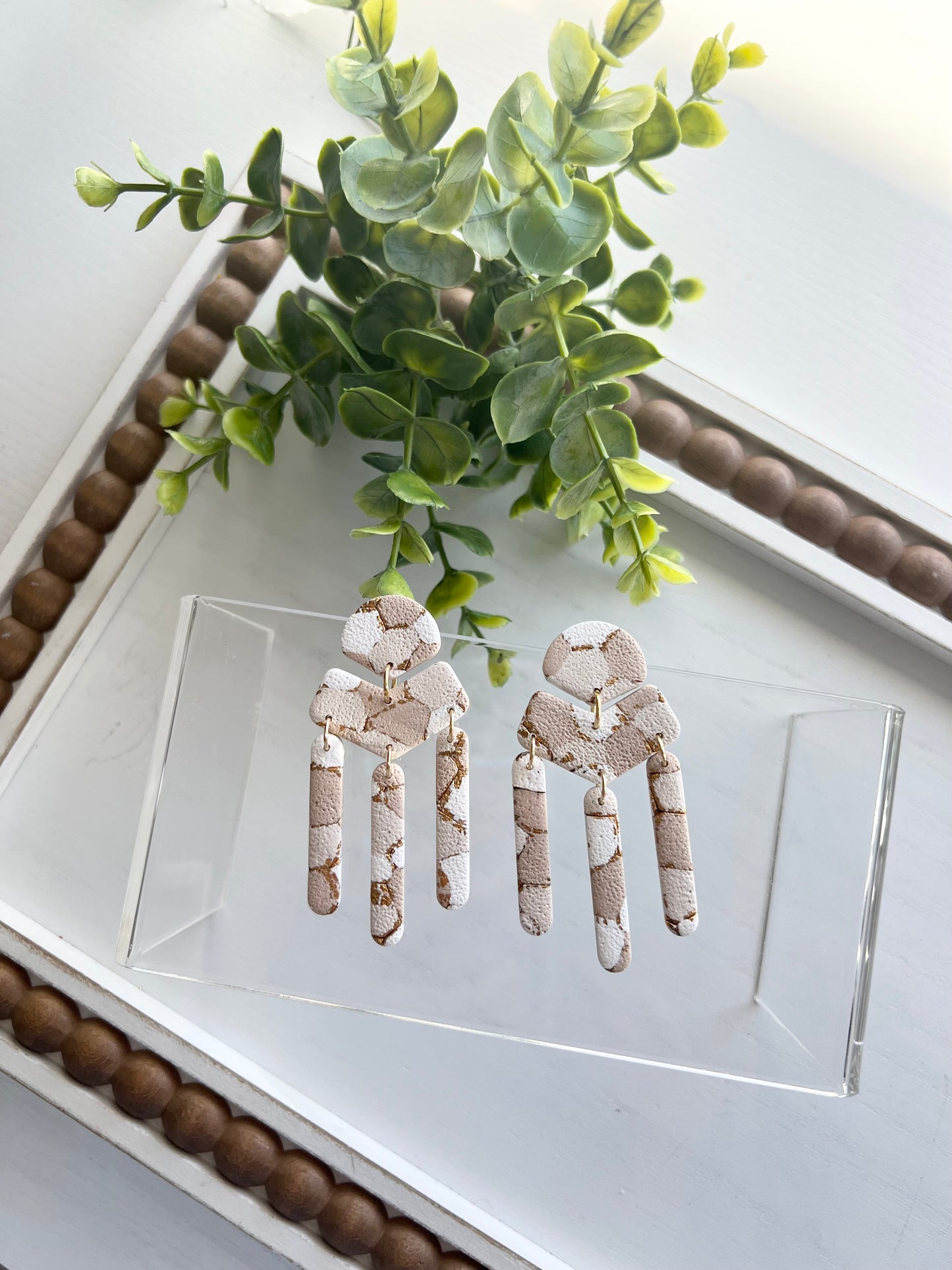 Neutral Gold Flake Statement Dangles