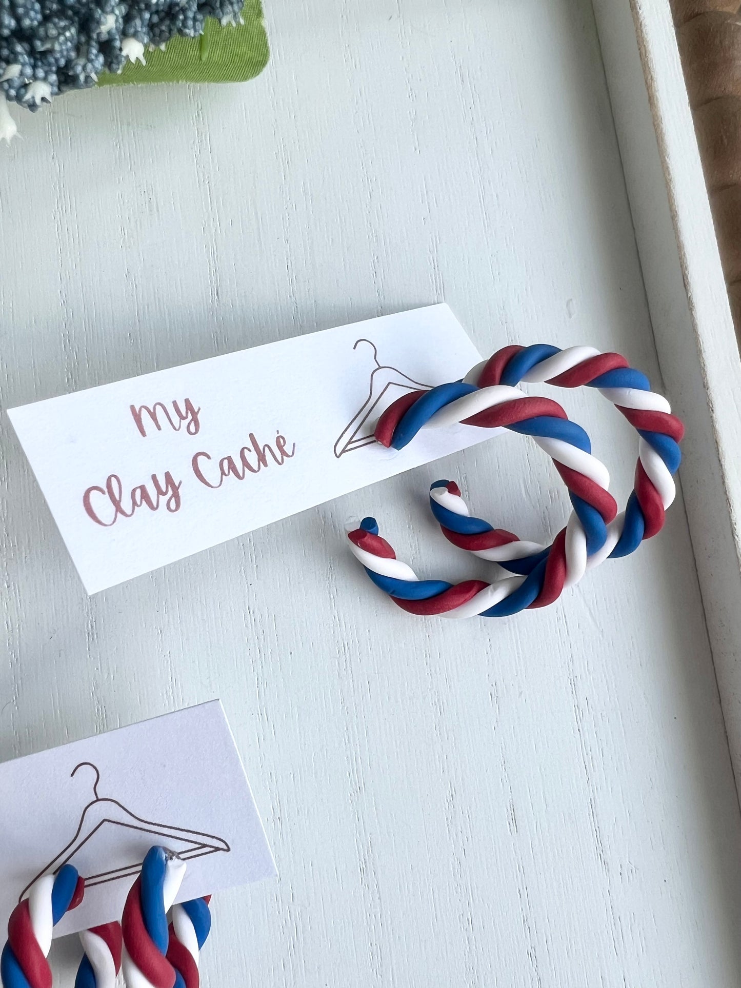 SALE! Red White and Blue Twist Hoops