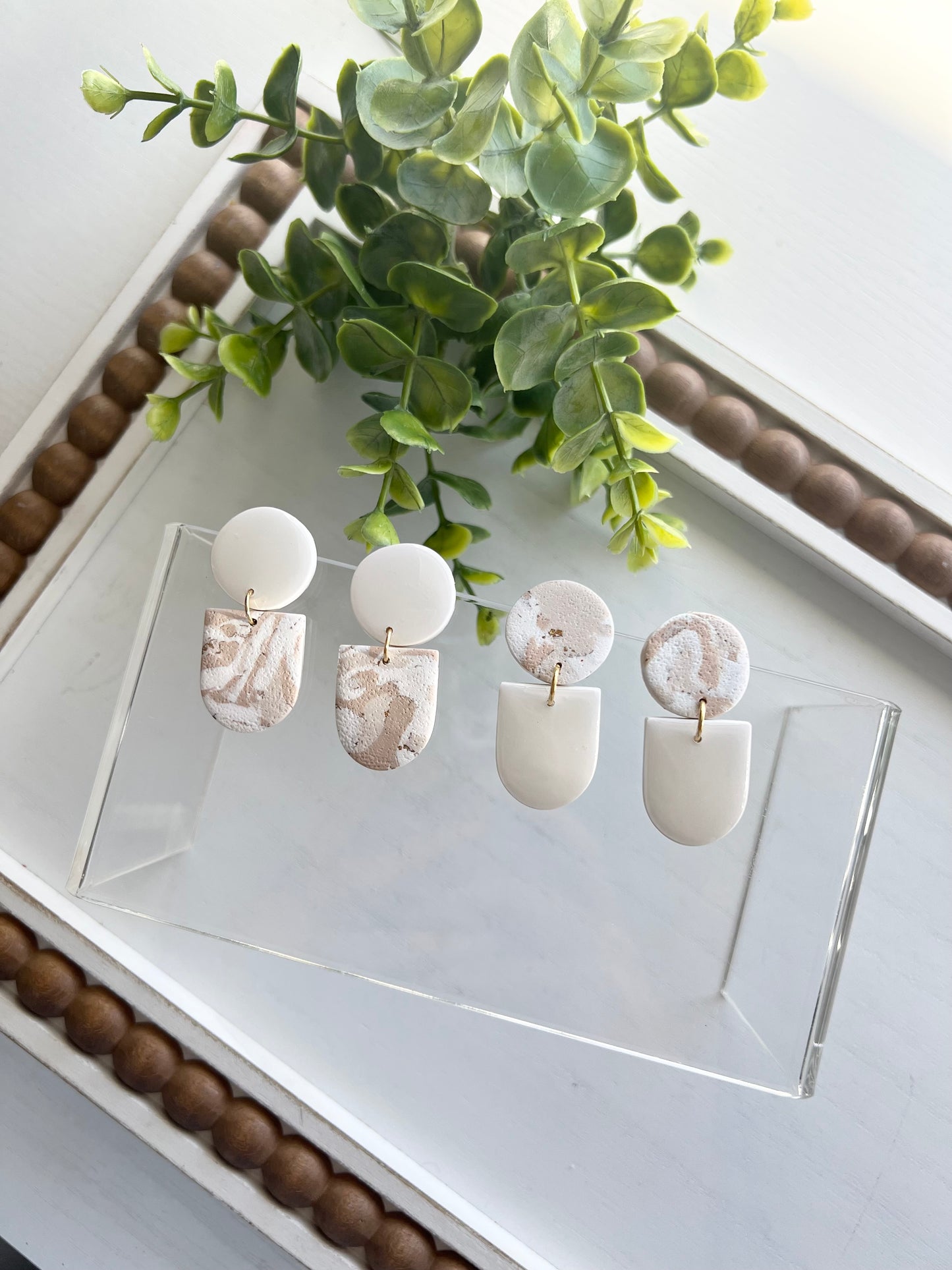 White and Neutral Marble Dangles