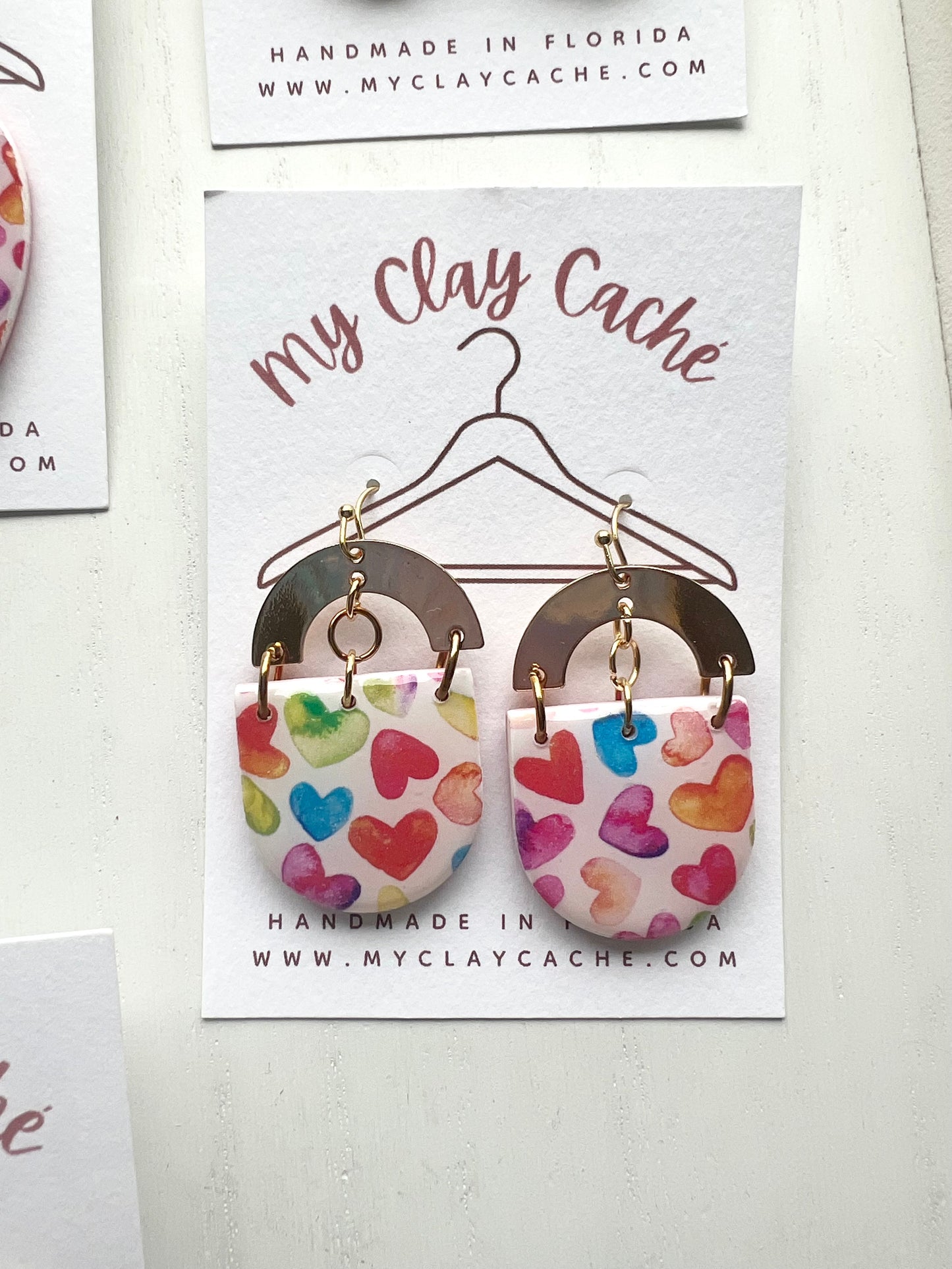Watercolor Heart Pattern Dangles