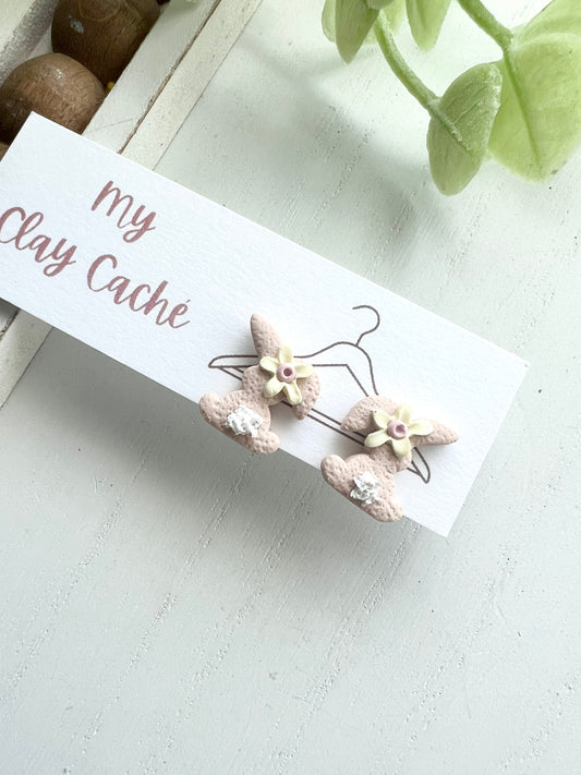 Tan Floppy Bunny Studs