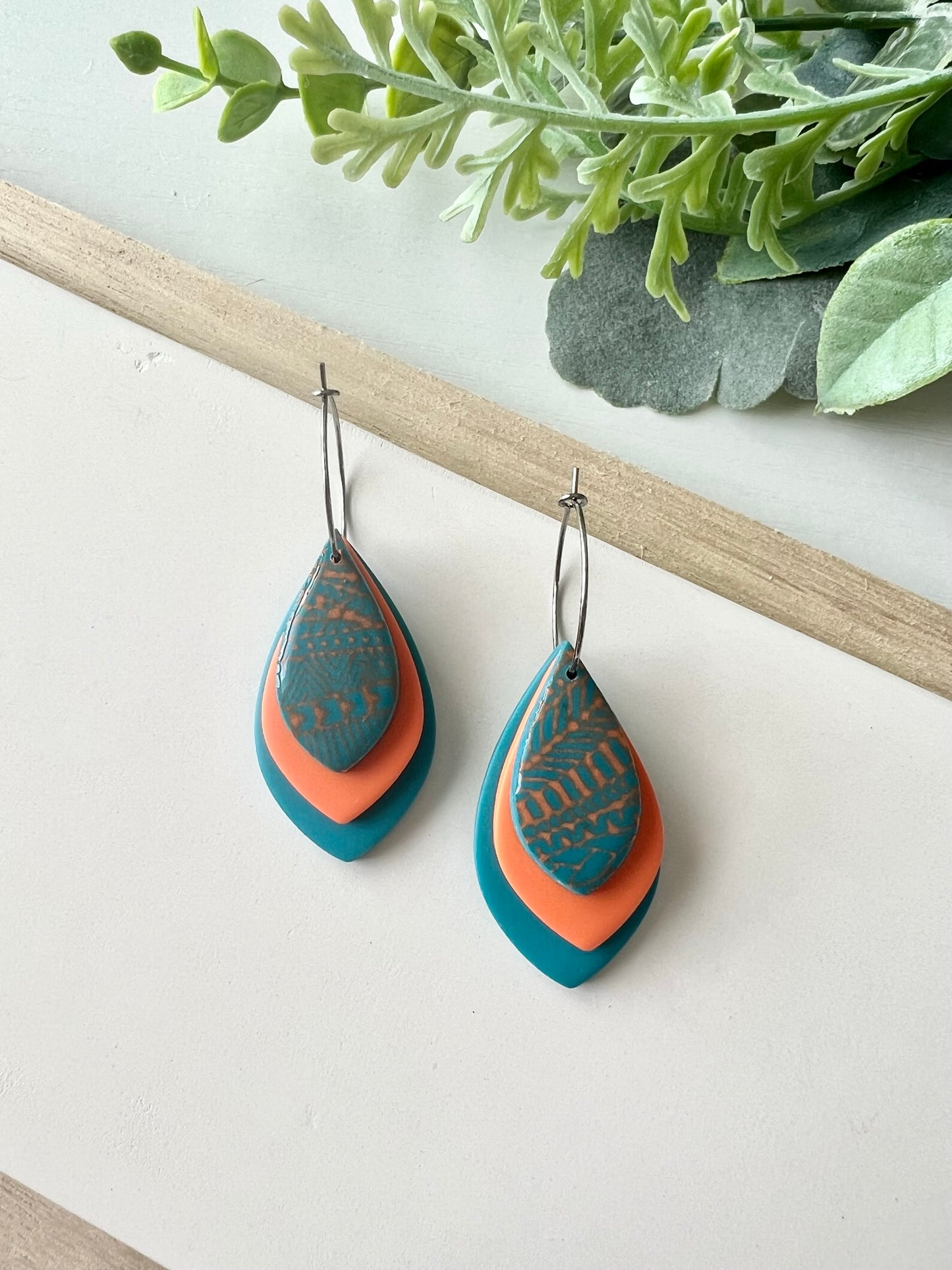 Miami Dolphins 3 Layer Hoop Earrings