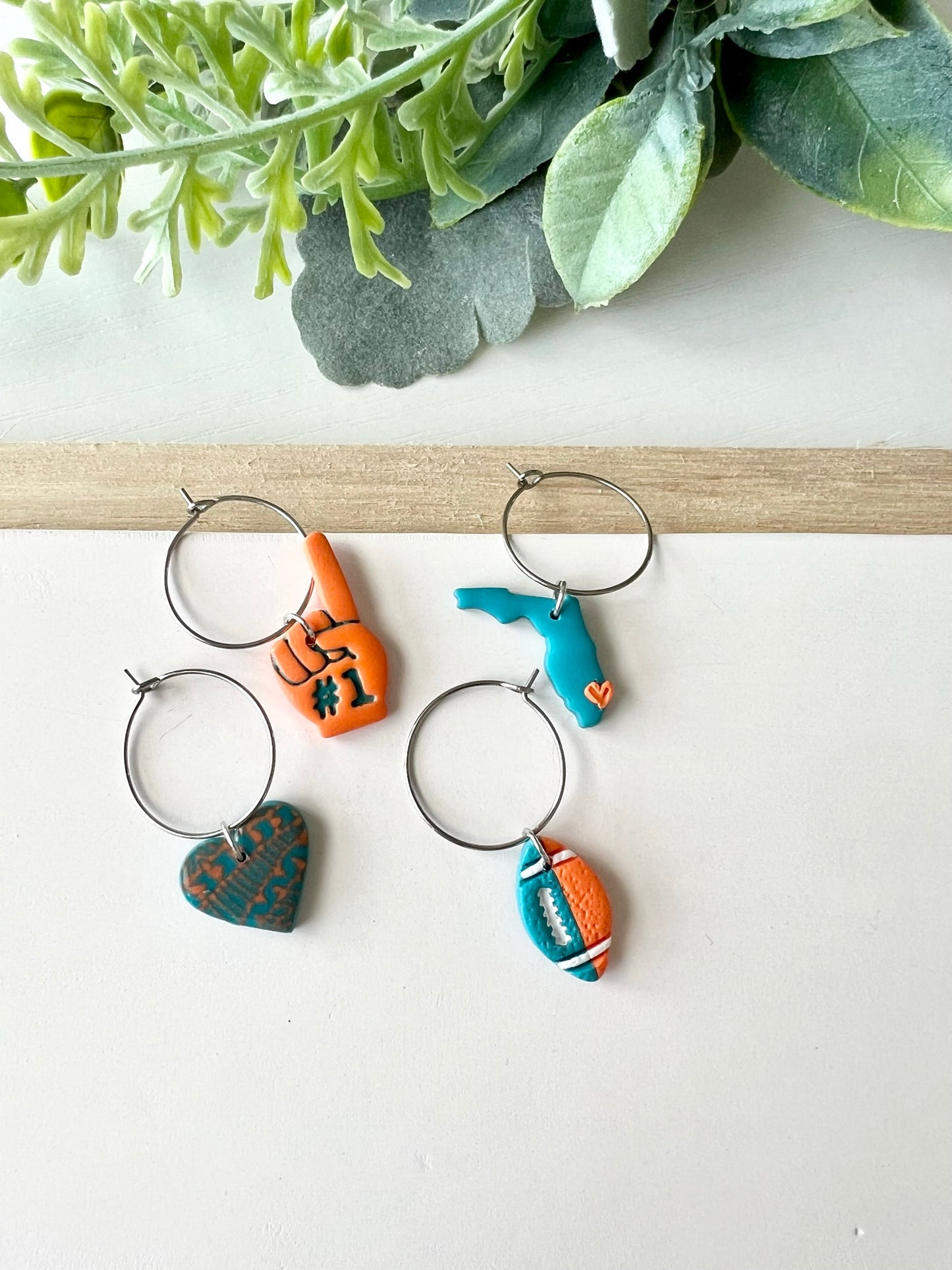 Miami Dolphin Wine Charms