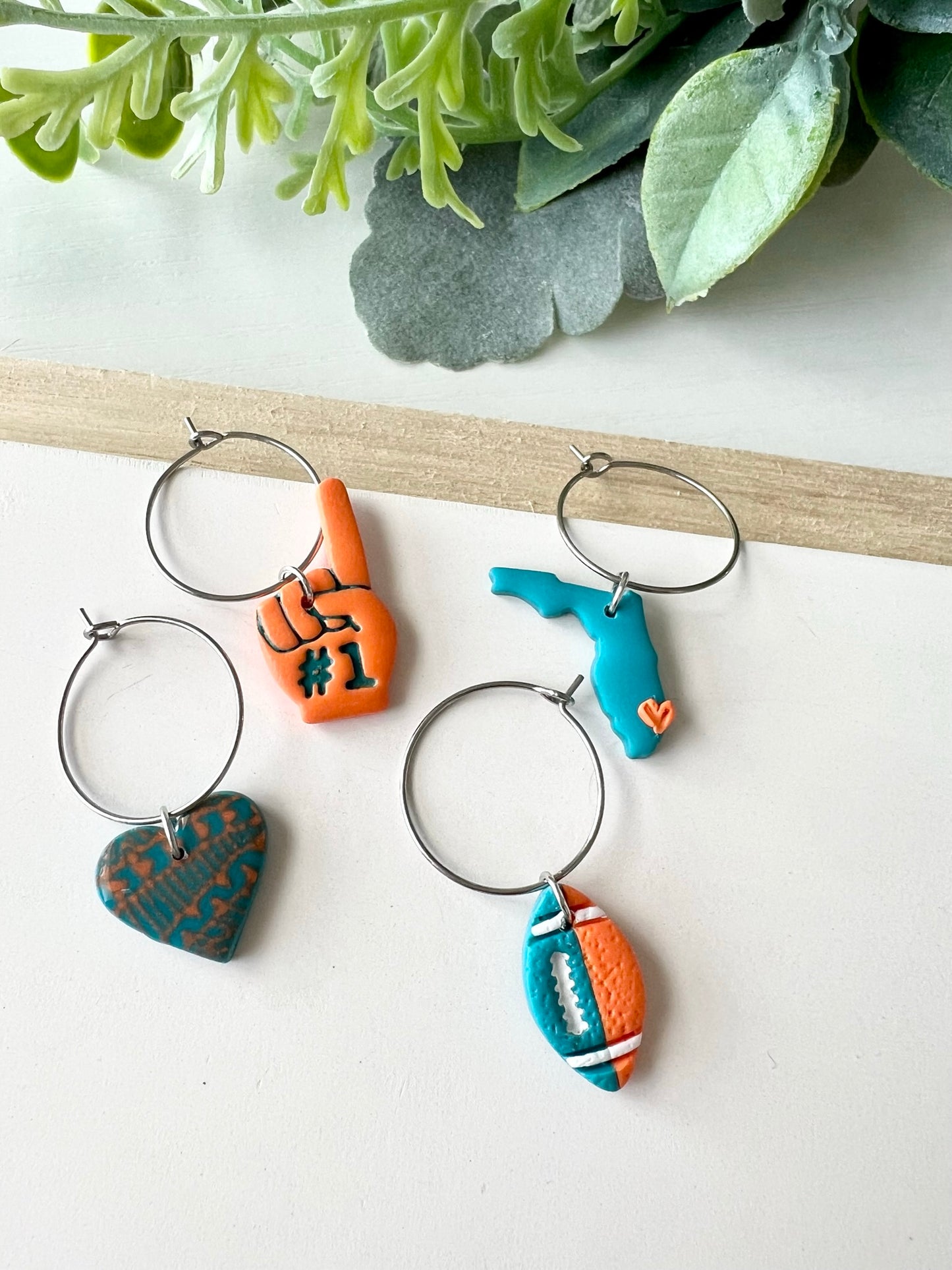 Miami Dolphin Wine Charms