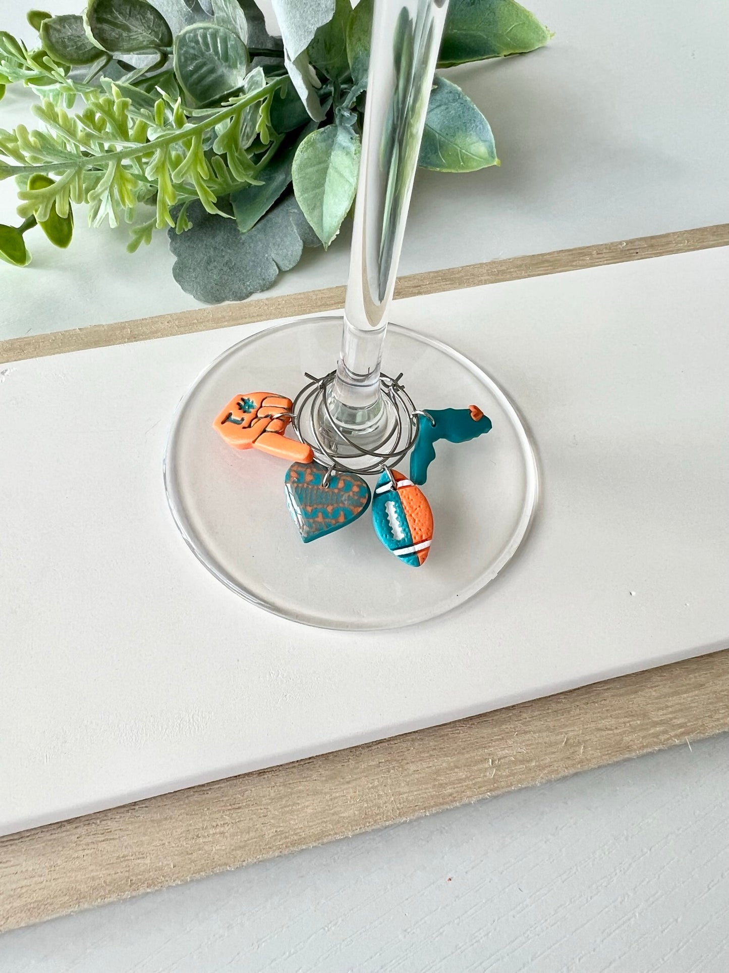 Miami Dolphin Wine Charms