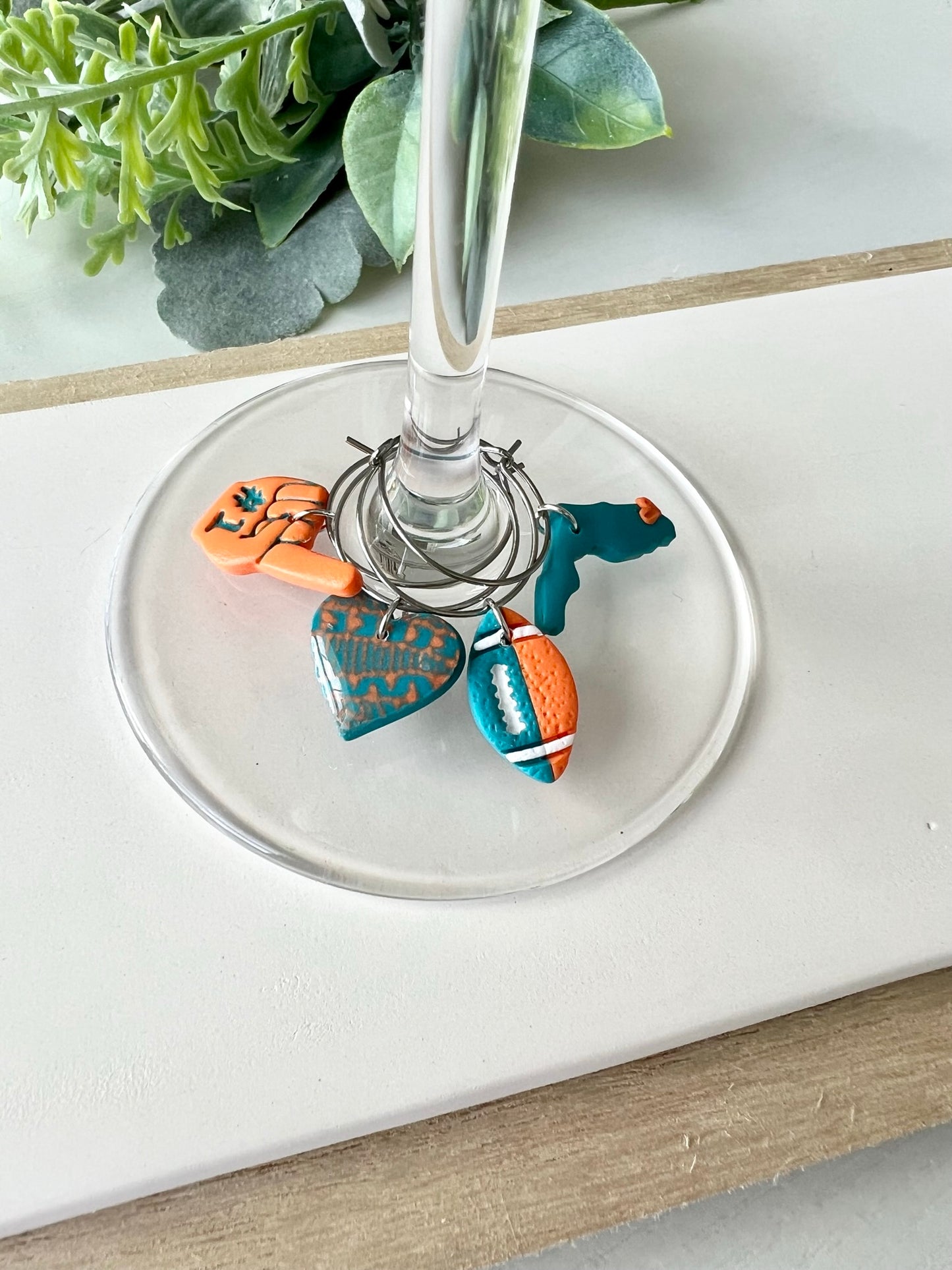Miami Dolphin Wine Charms