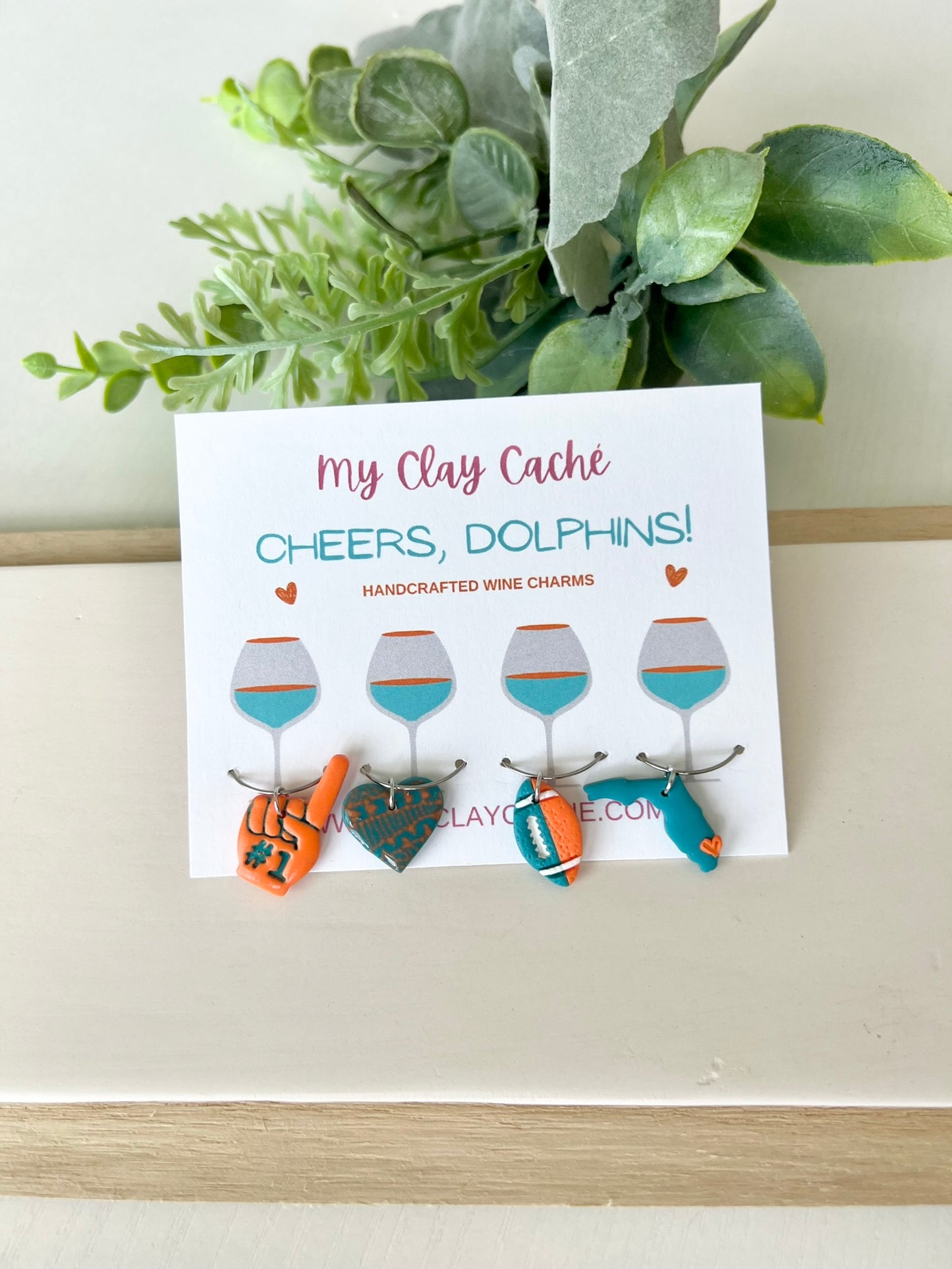 Miami Dolphin Wine Charms