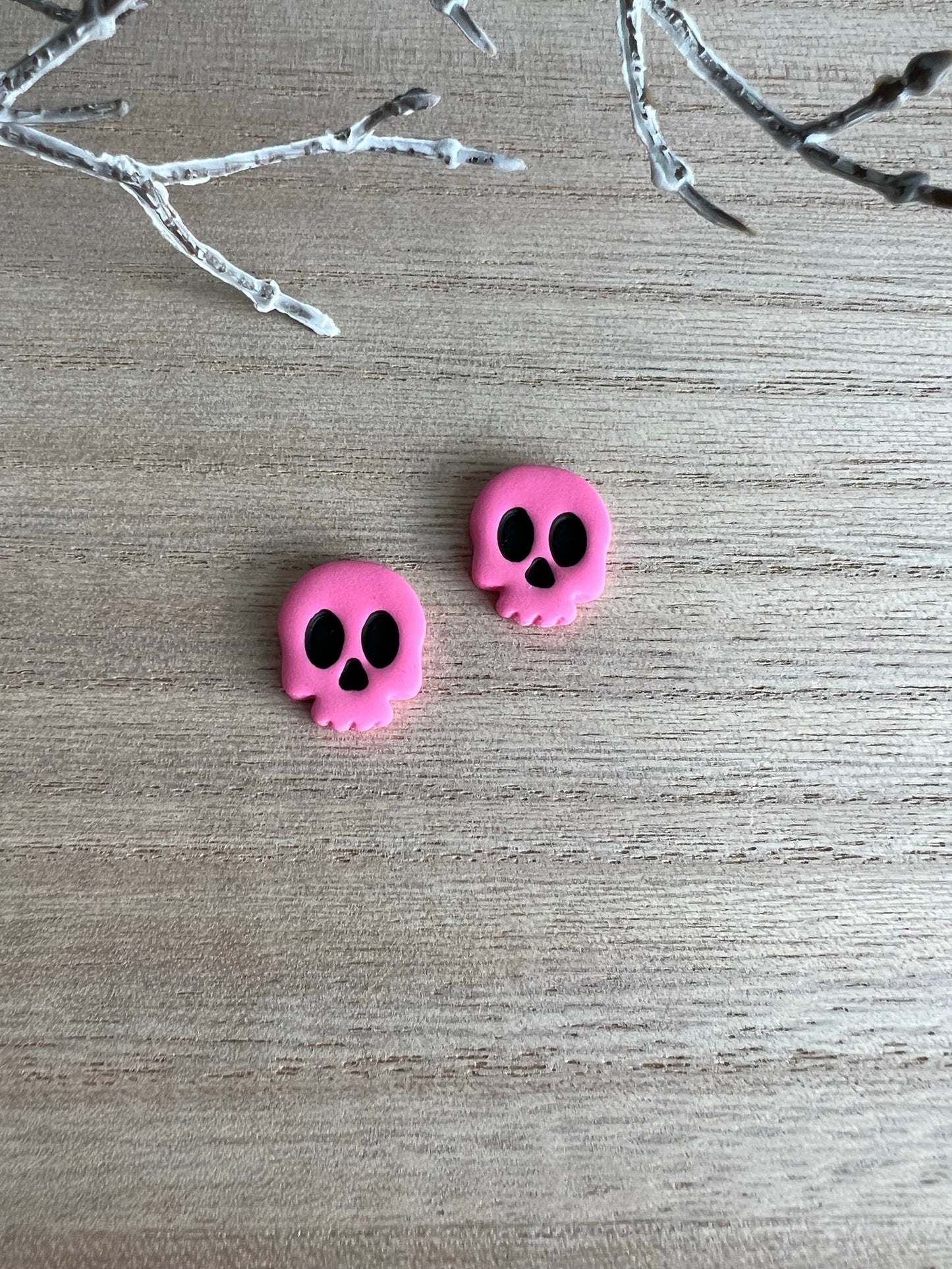 Pink Skull Statement Studs/Dainty Dangle