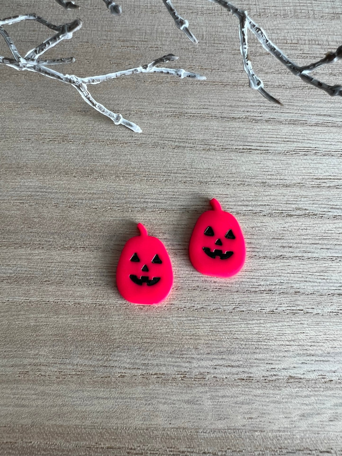 Pink Jack-O-Lantern Statement Studs/Dainty Hoops