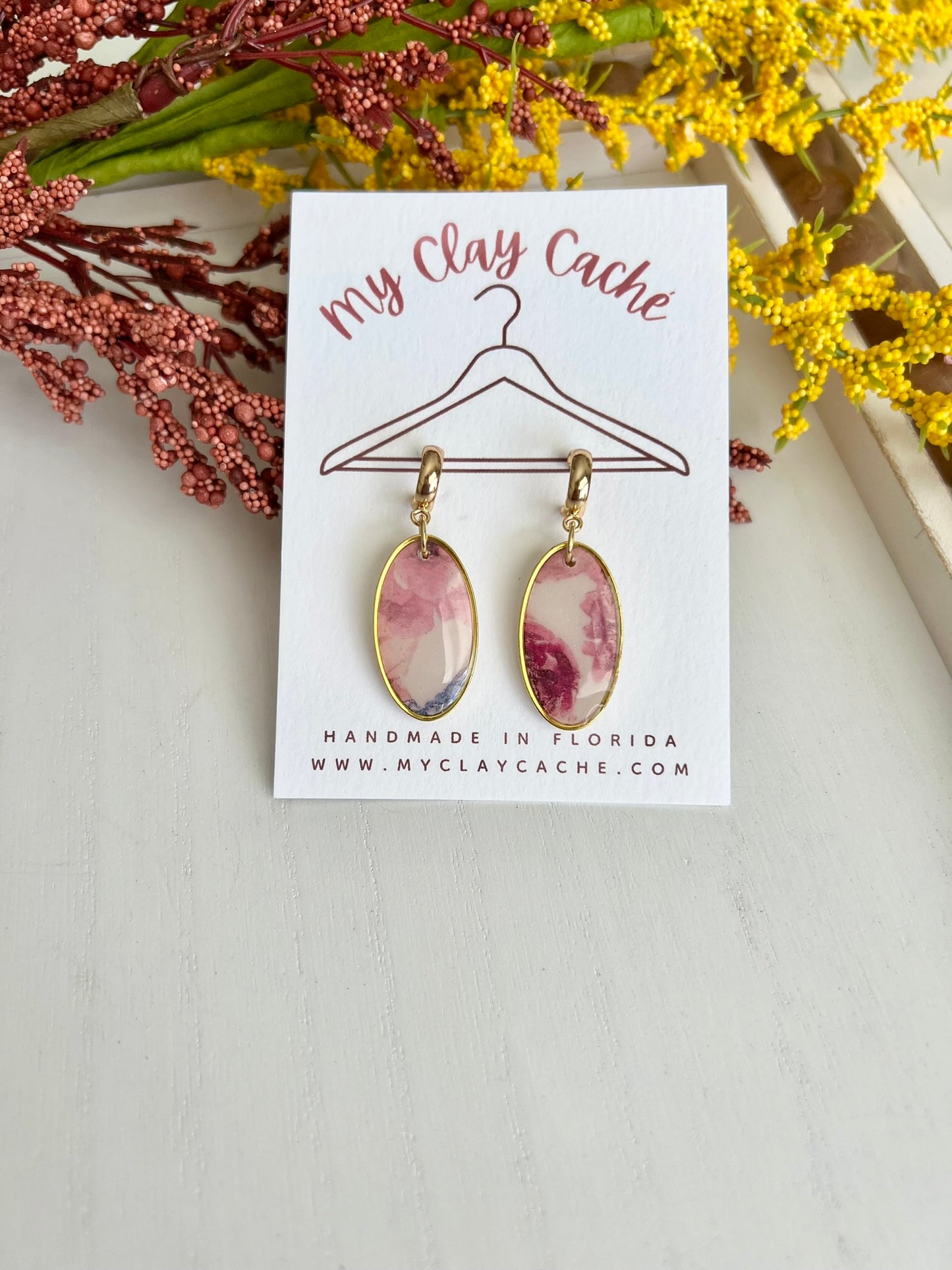 Floral Oval Dangles