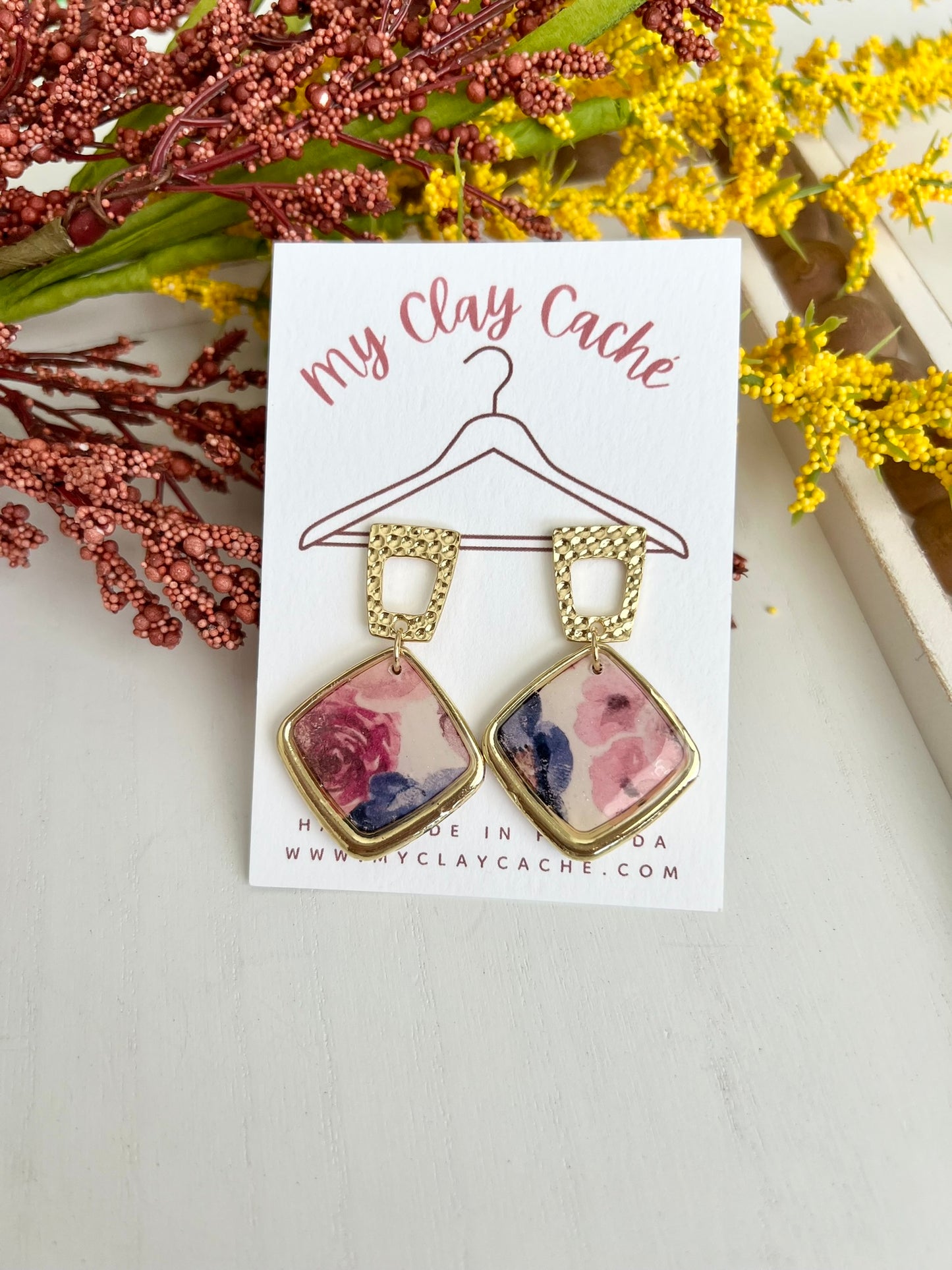 Floral Square Dangles