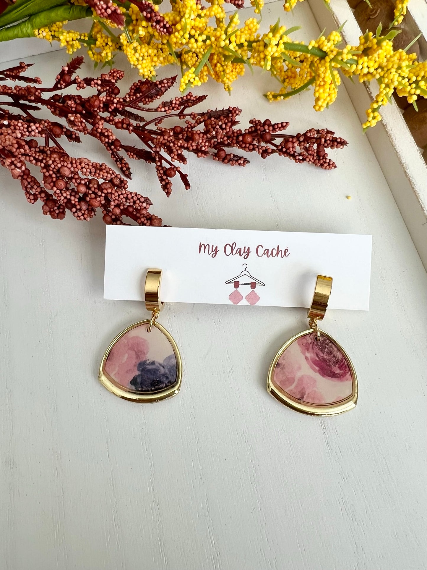 Floral Triangle Cuff Dangles