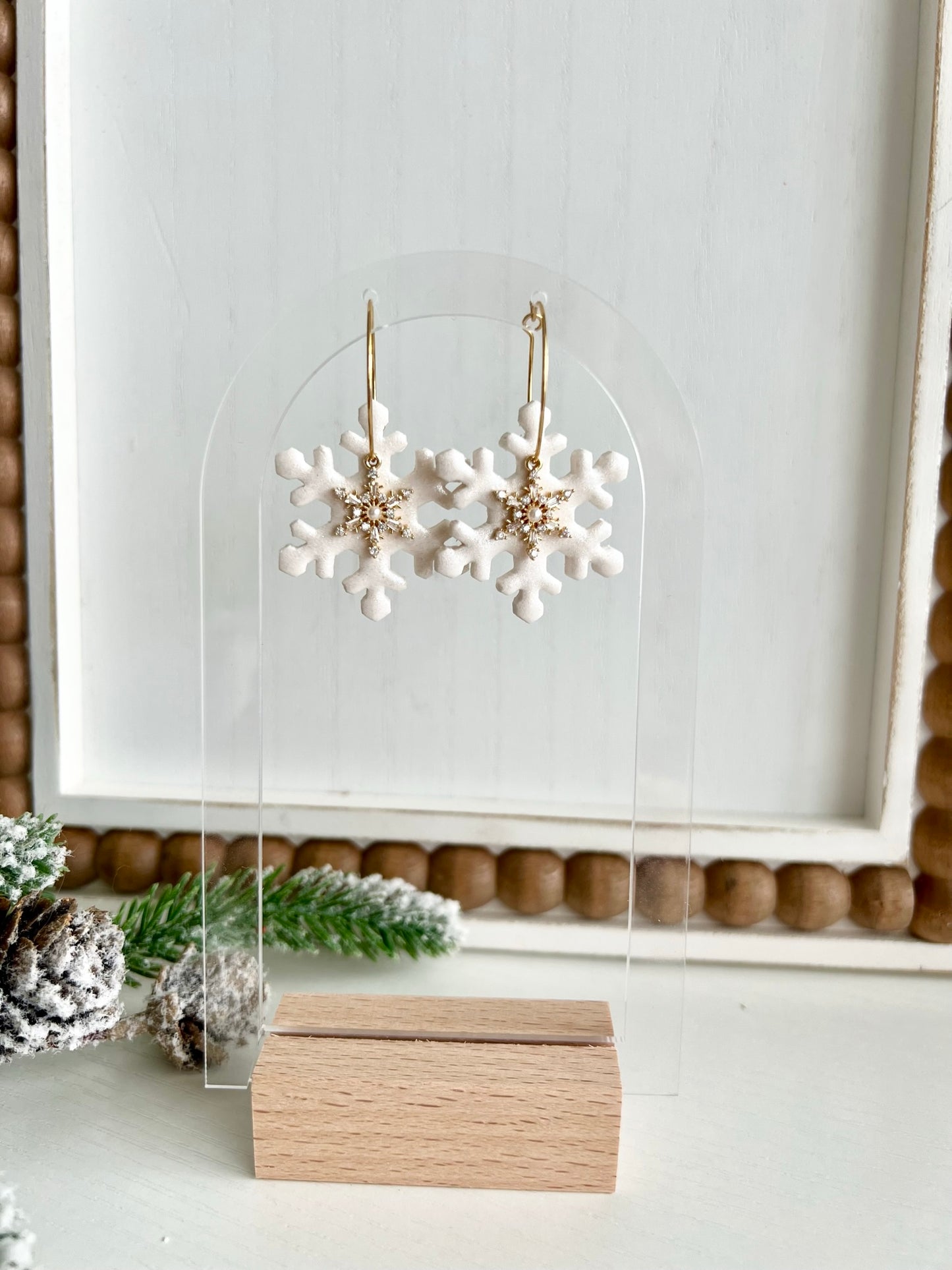 Elegant Snowflake Hoops with CZ Snowflake Dangle