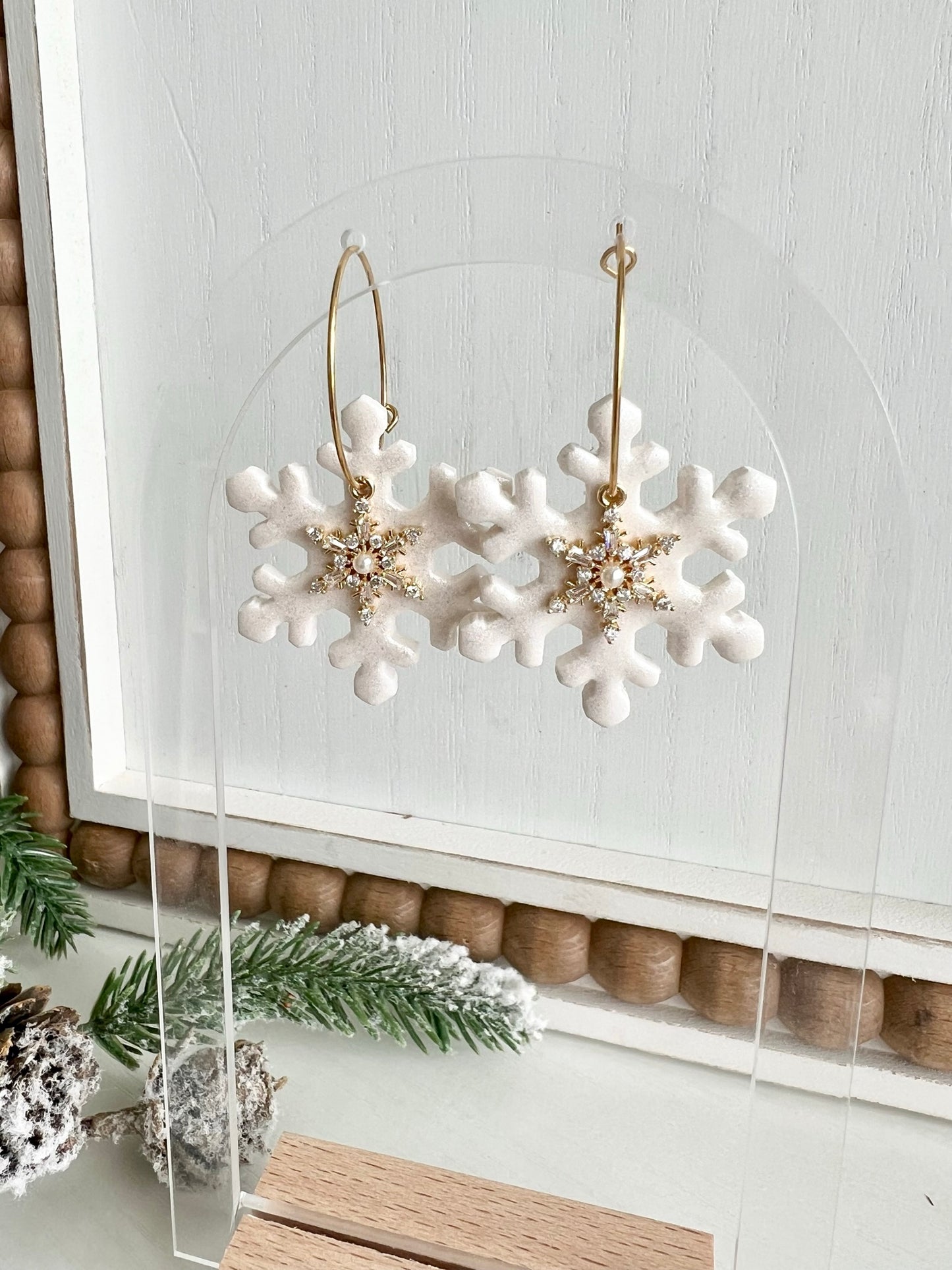 Elegant Snowflake Hoops with CZ Snowflake Dangle